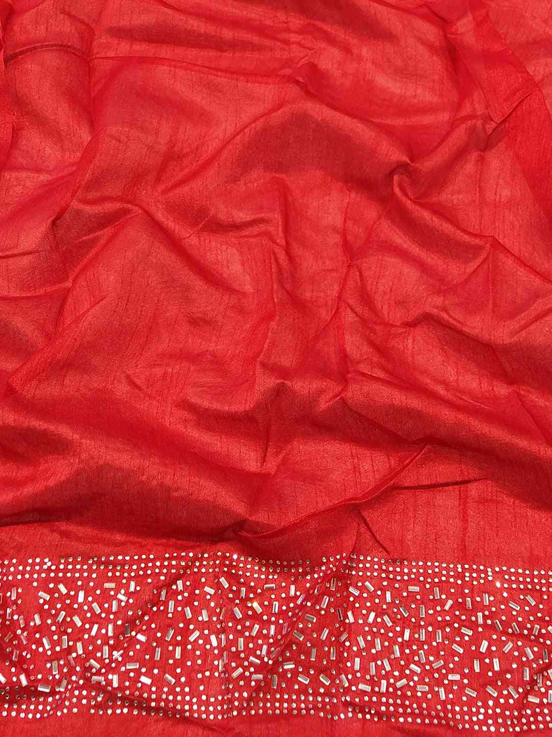 Dark Green colour Vichitra Silk Saree With Embellish Swarovski Stone work by My Store