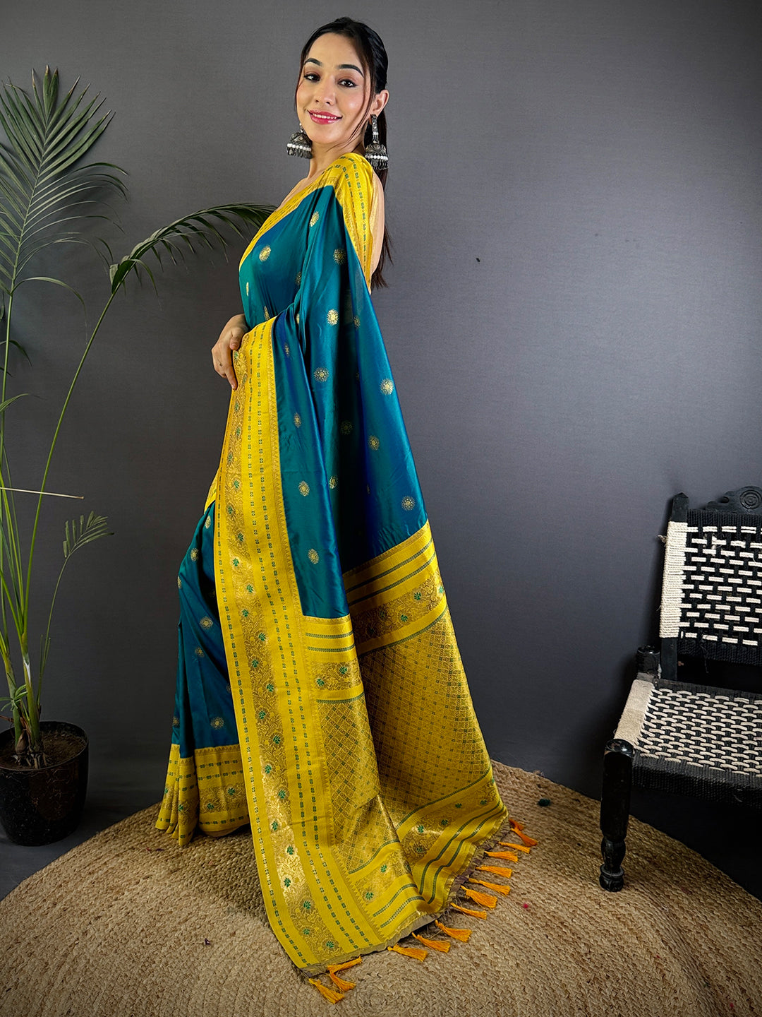 Radiant Feather Dubal Tone Soft Silk Saree