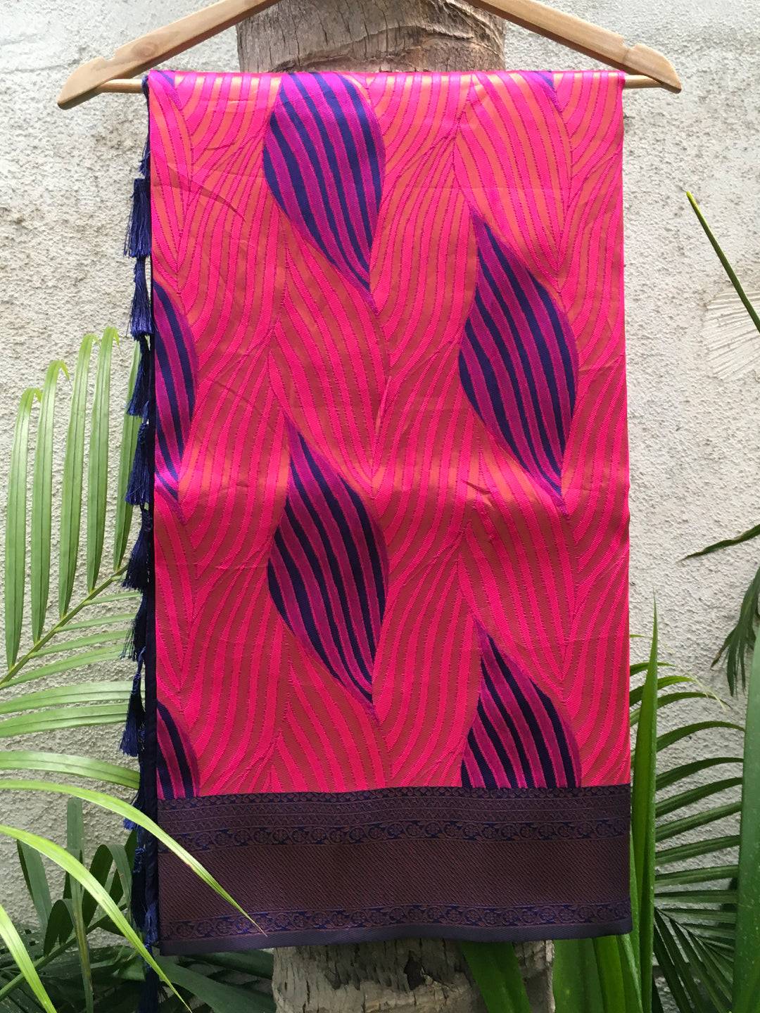 Rani Tussar Silk Zari Weaving Ikkat Saree by My Store