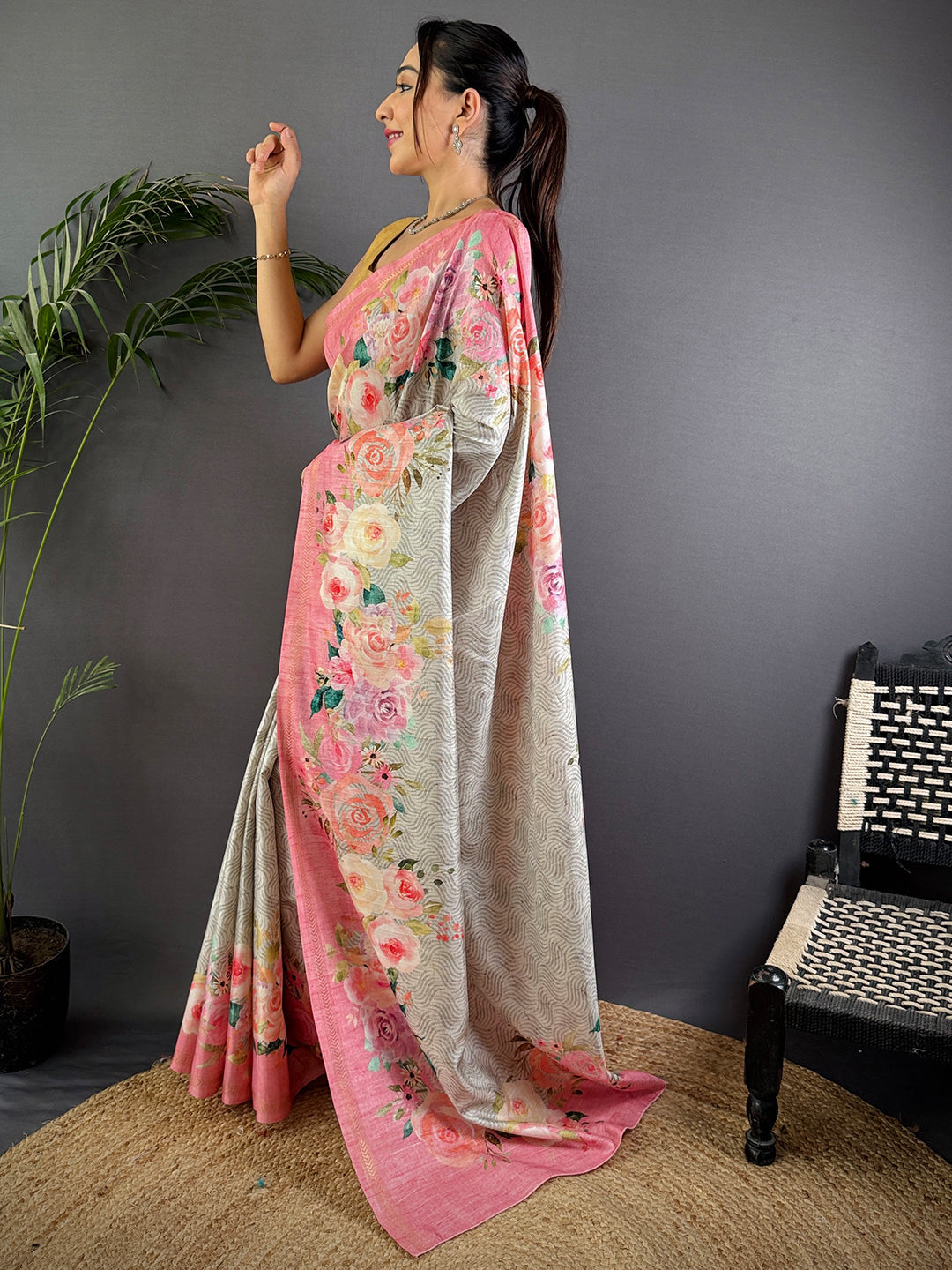 Sky Tussar Ghicha Silk Saree by My Store