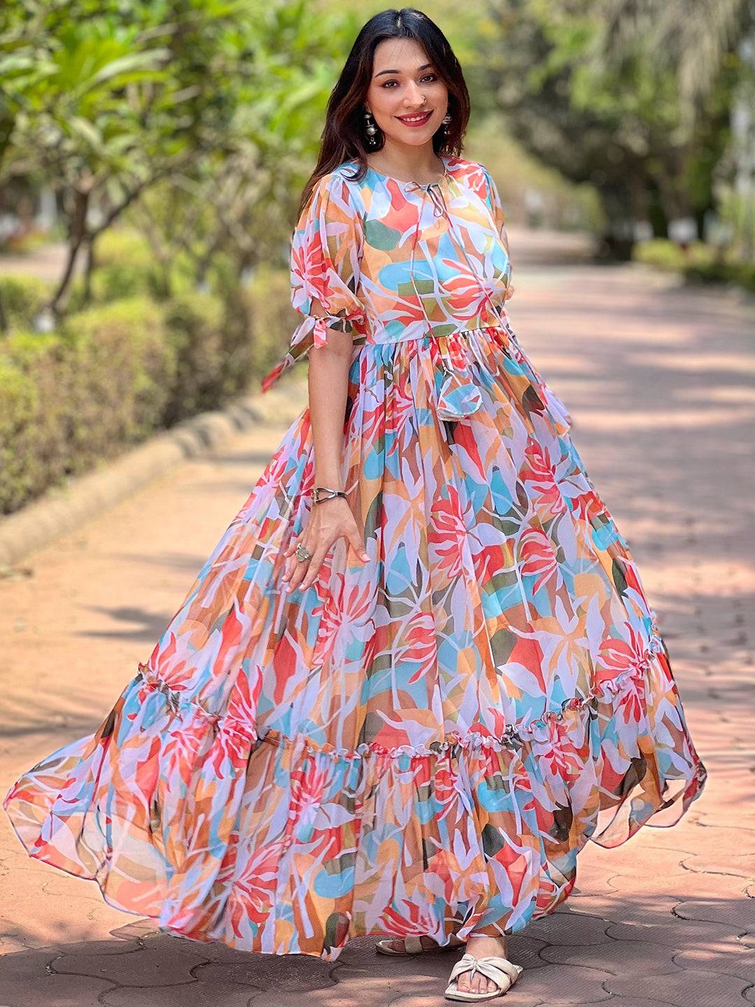 Rainbow Abstract Printed Dress by My Store