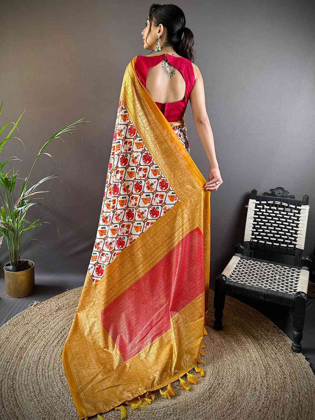 Design Soft Chanderi Silk Patola Design Festive Wear Saree by My Store