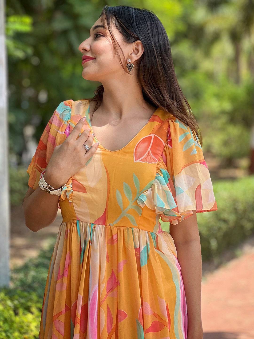 Carnival Yellow V-Neck Dress by My Store