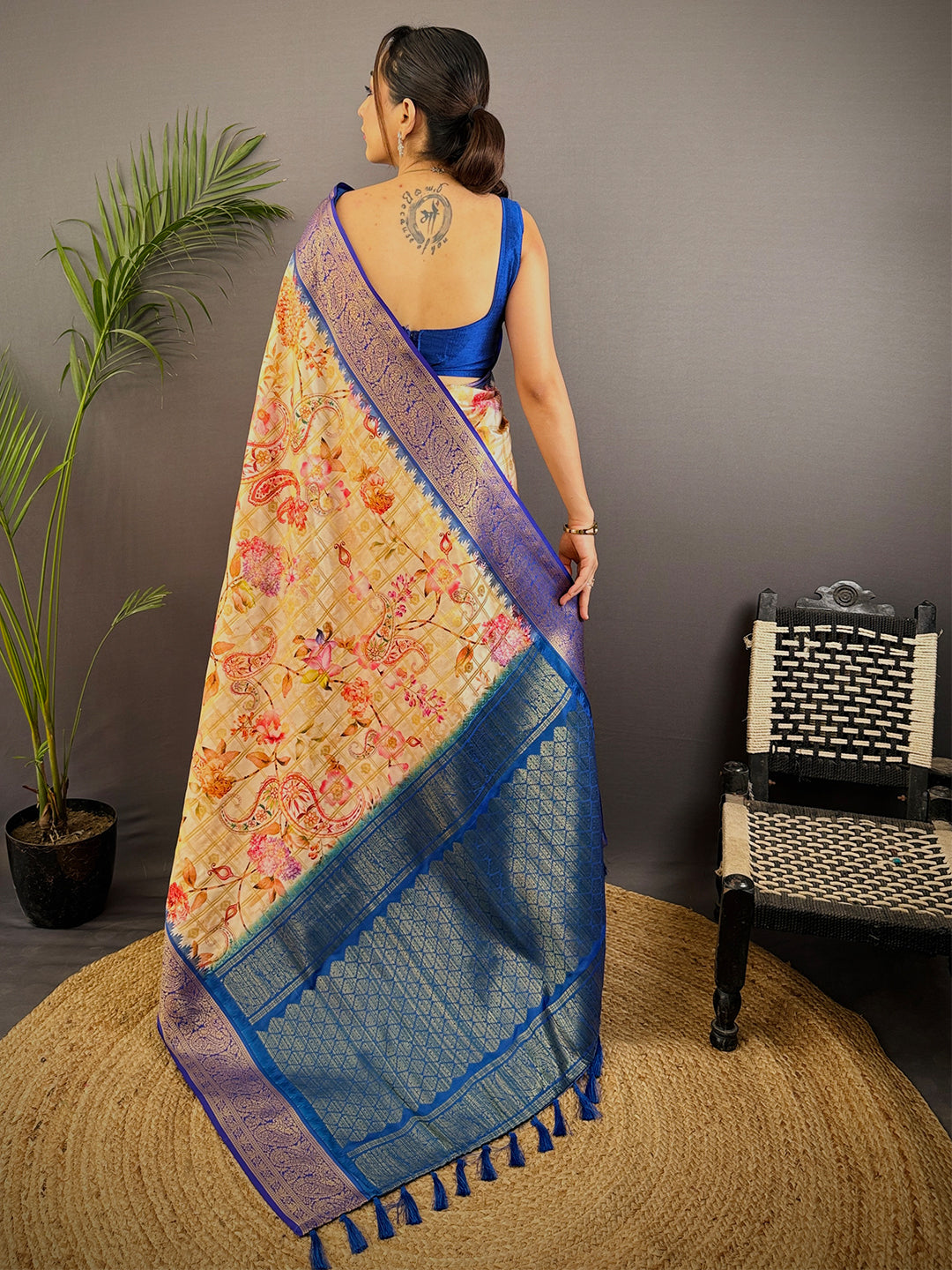 Heritage Banarasi Kalamkari Printed Saree by My Store