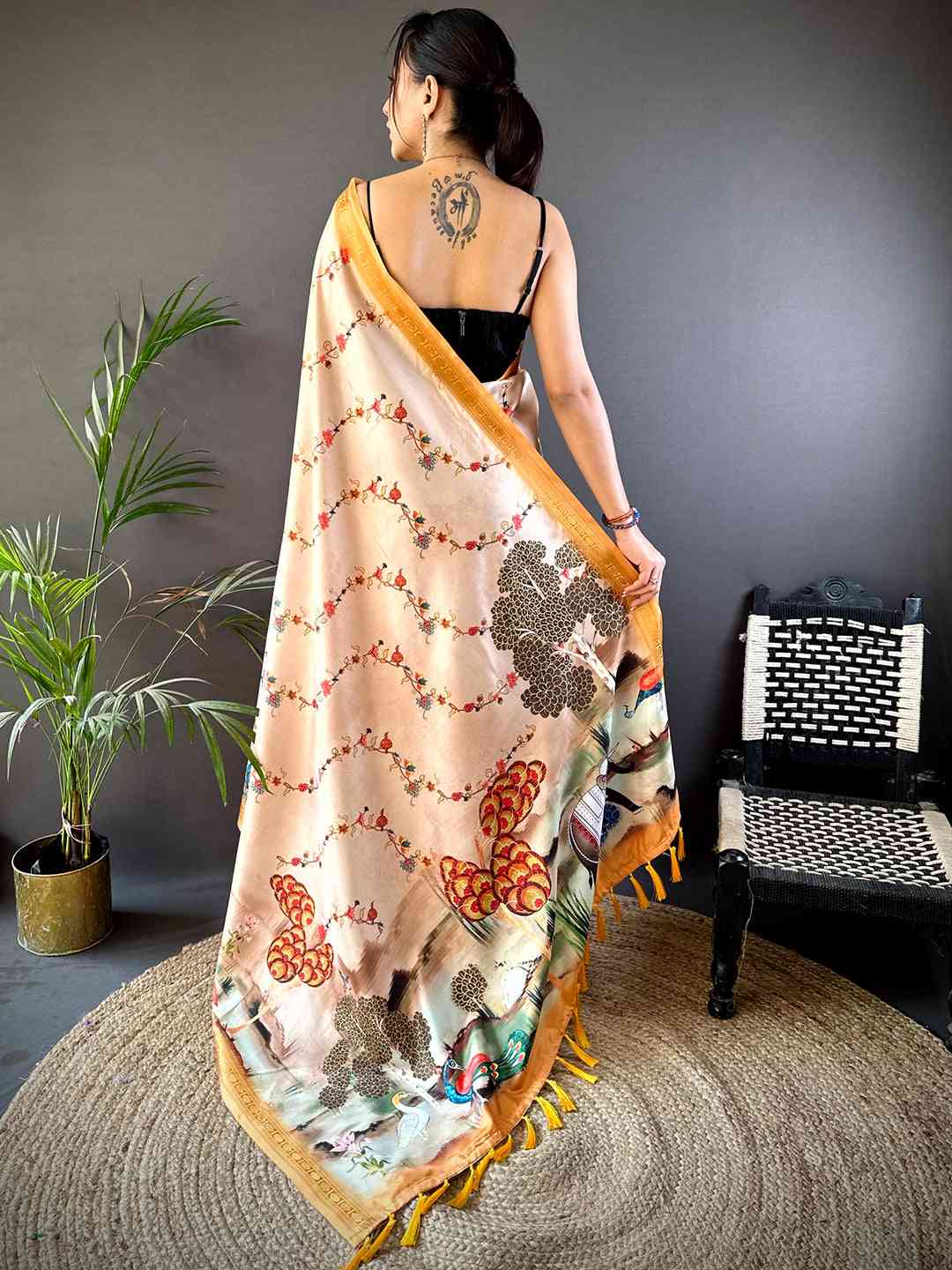 Coral Jungle Printed Silk Saree by My Store