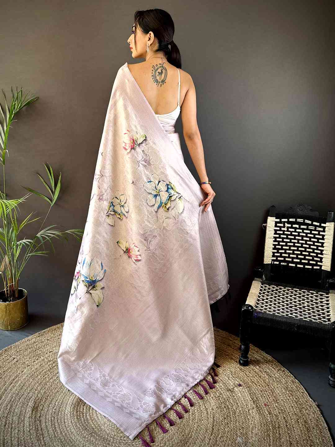 Blush Pink Kanjivaram Digital Silk Saree by My Store