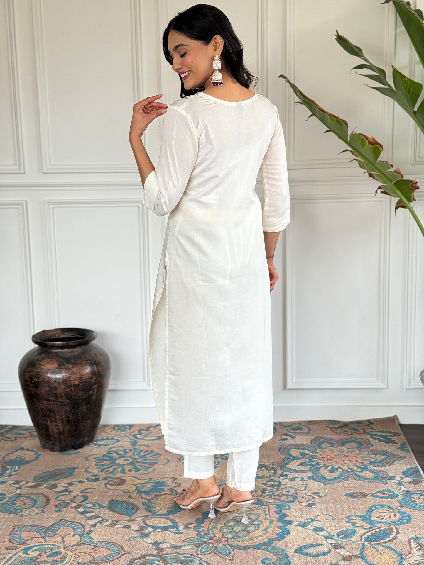 Women's Wear Readymade White Kurta Set