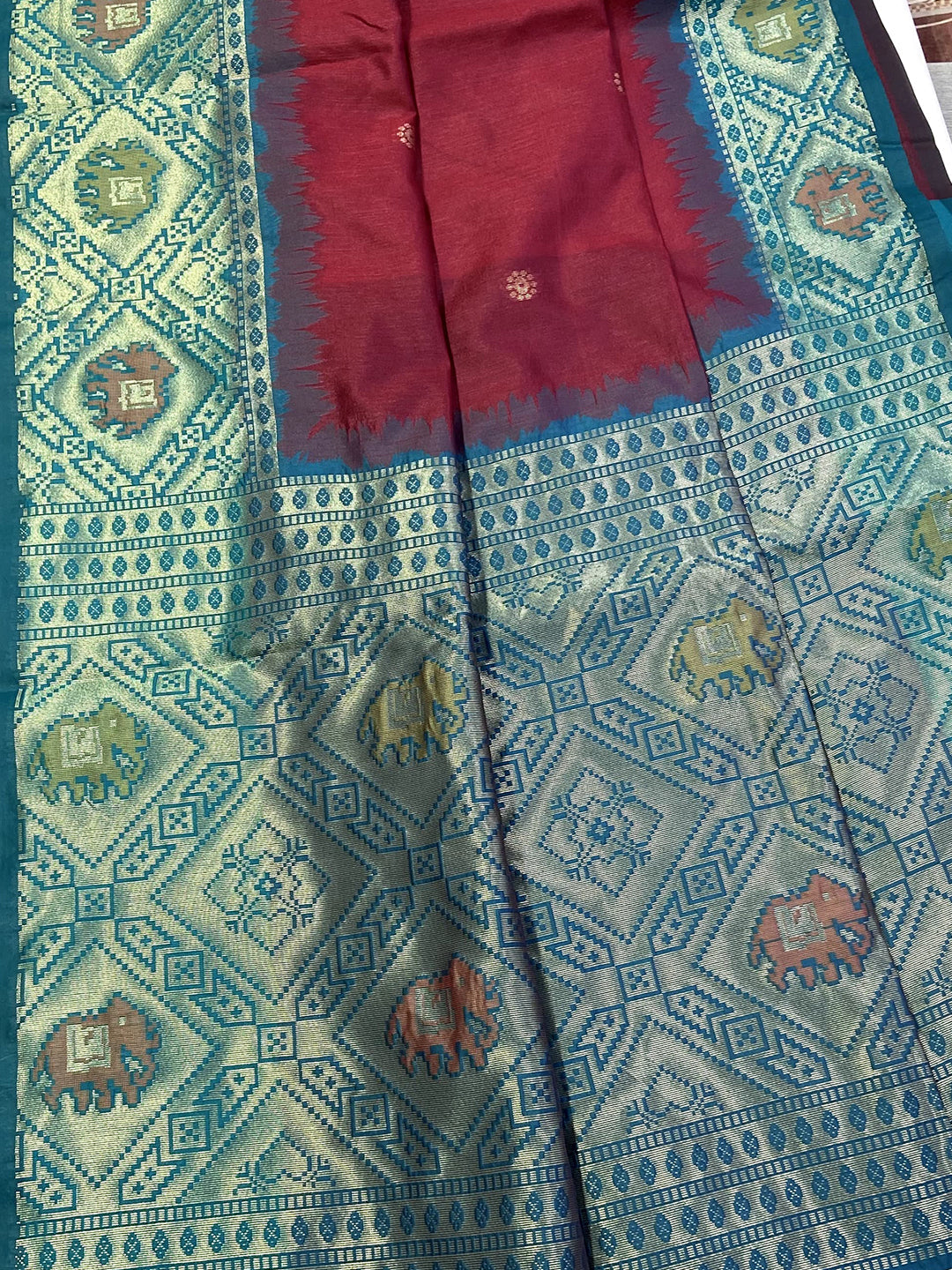 Radiance Red Silk Zari Weaving Saree by My Store