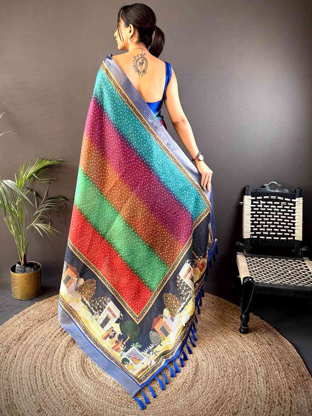 Heritage Silk Blend Bandhani Print Saree by My Store