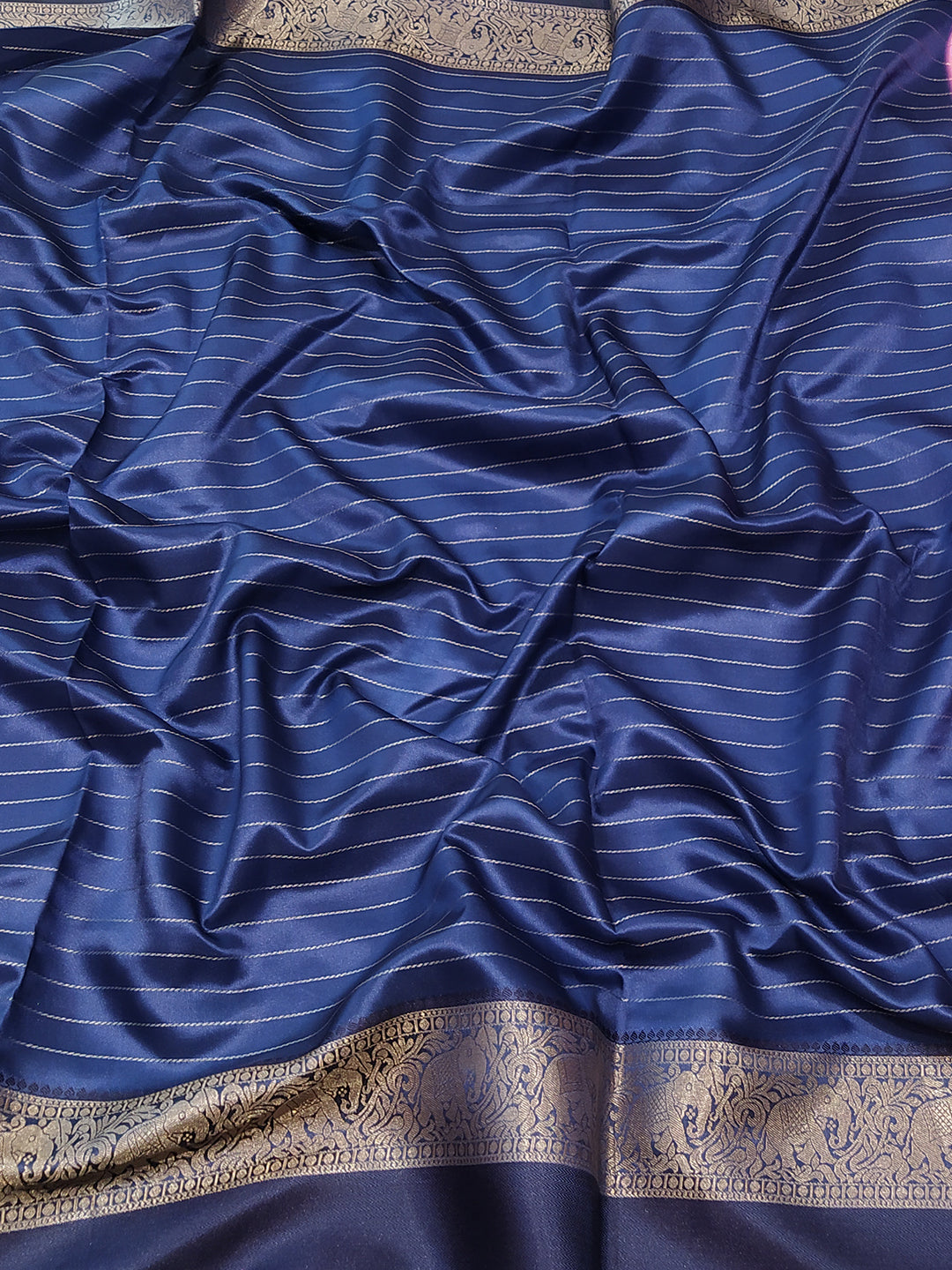 Soft Silk Saree With Gold Zari Chex Work by My Store