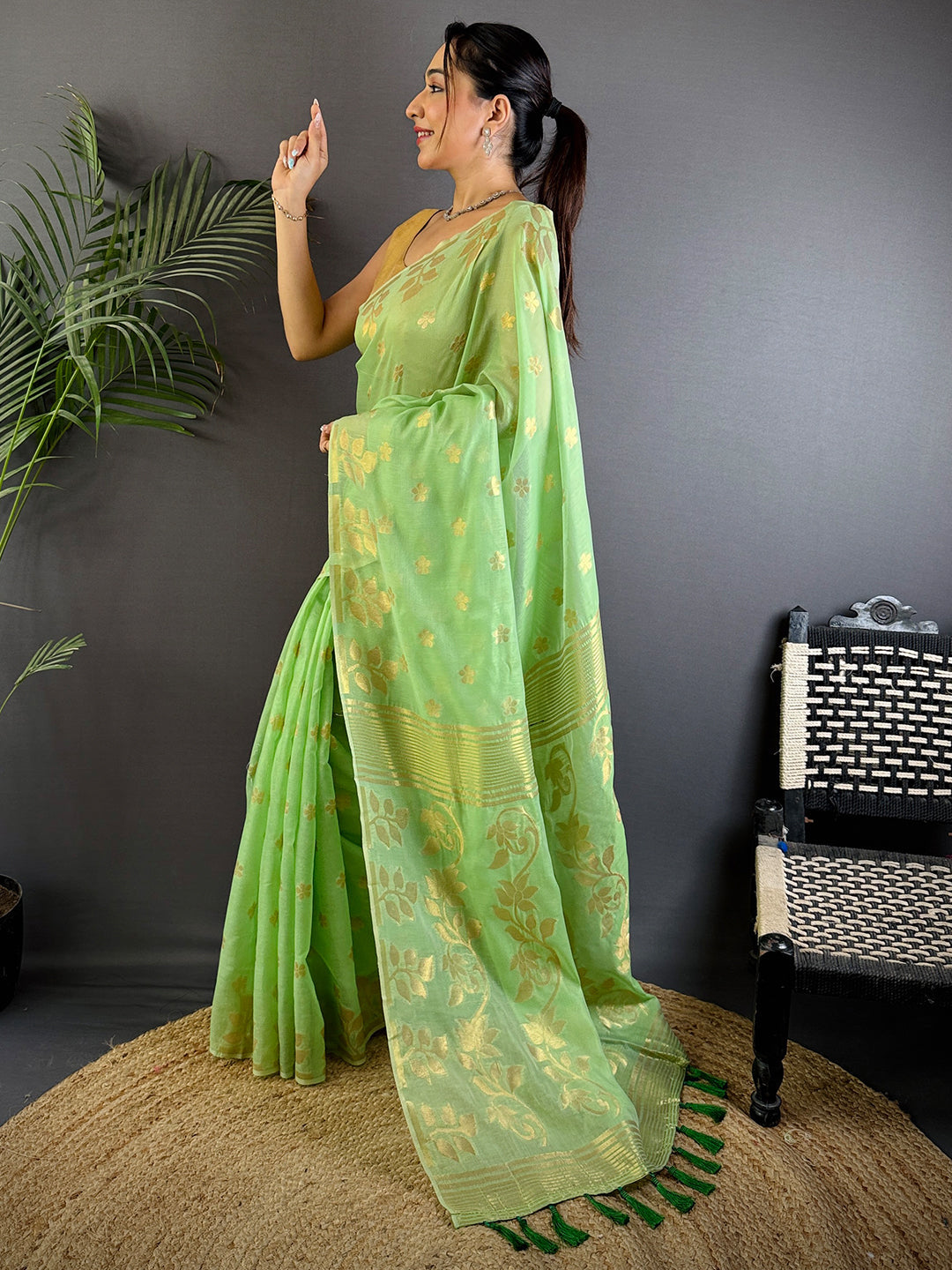 Elegant Essence Cotton Silk Dhakai Saree by My Store