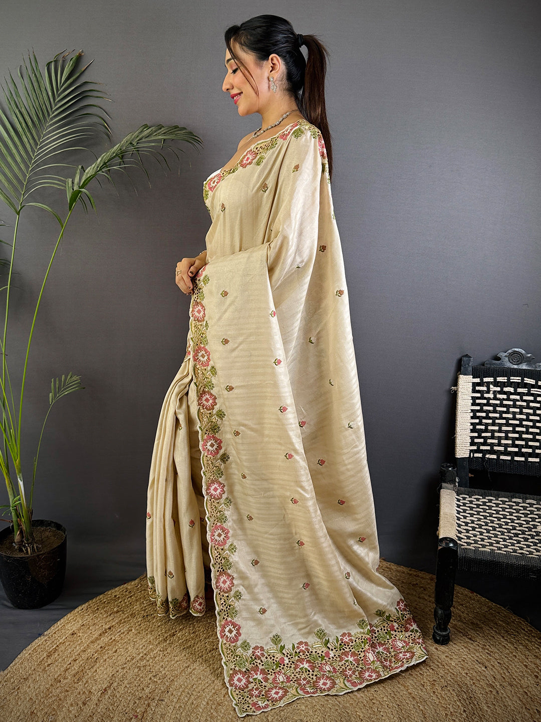 RoseAura Tussar Ghicha Saree by My Store
