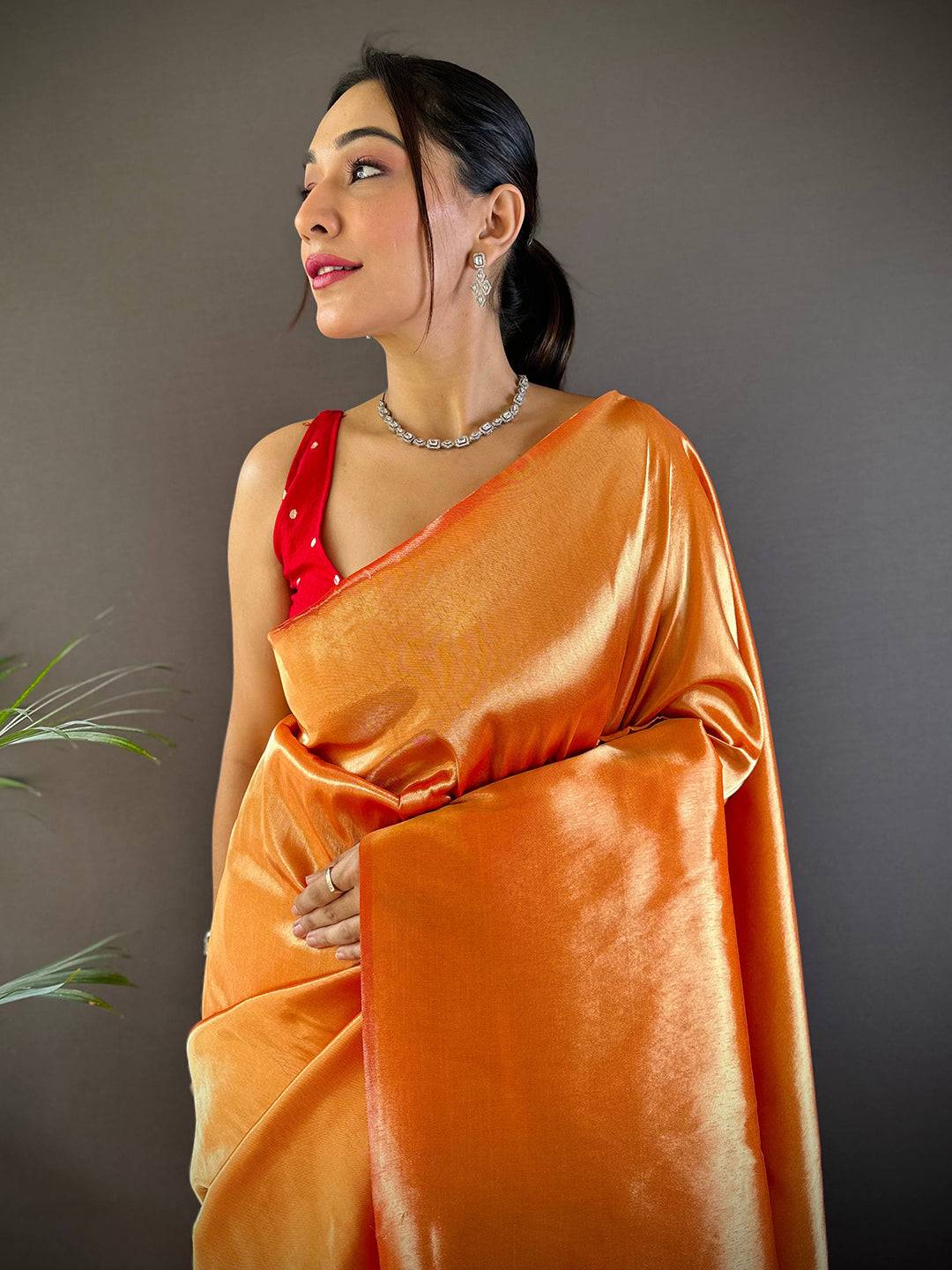 Orange Elegance Kanjivaram Saree by My Store