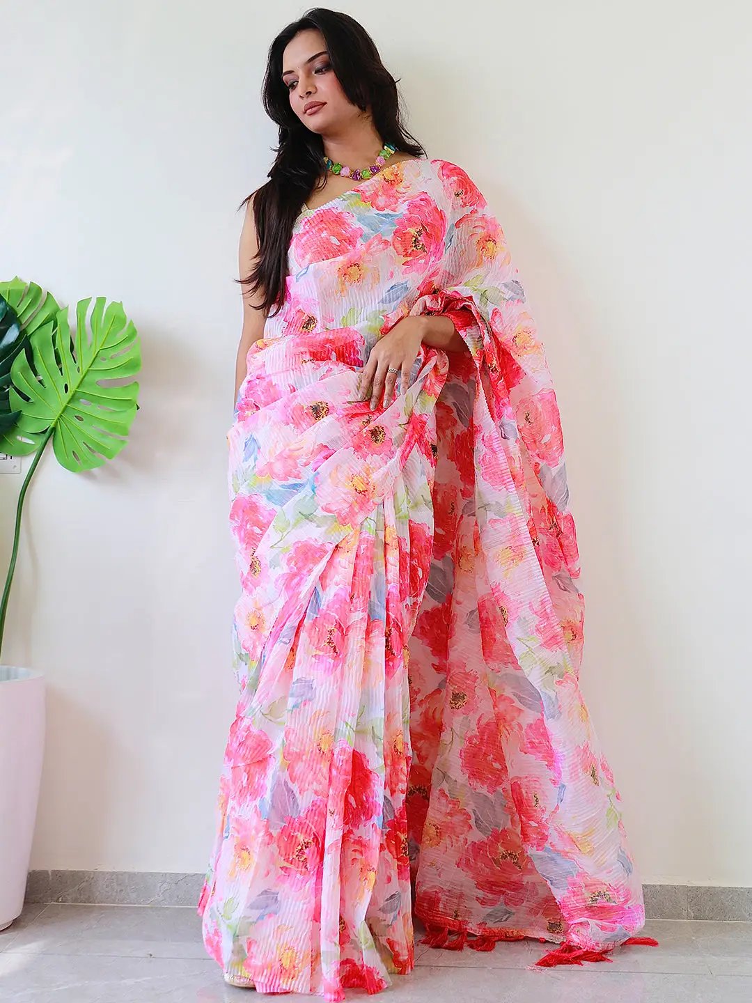 Elevate Your Style with Multy Colored Print Bollywood Design Crash Saree by My Store
