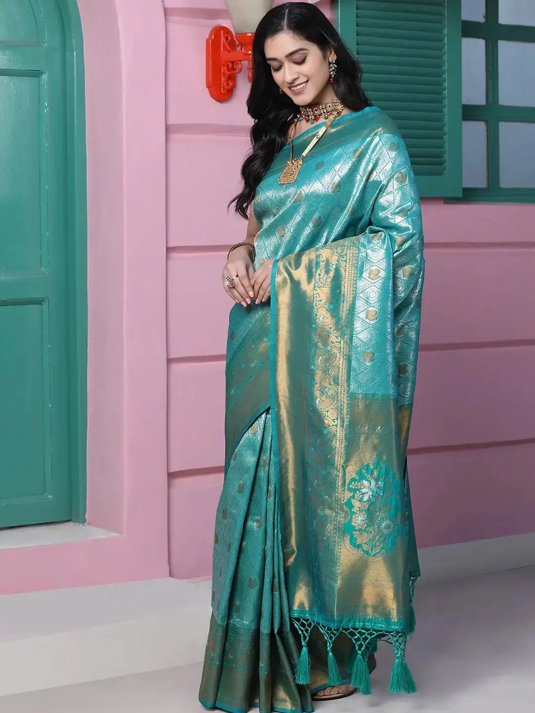 Kanjivaram Silk Saree With Zari Work by My Store