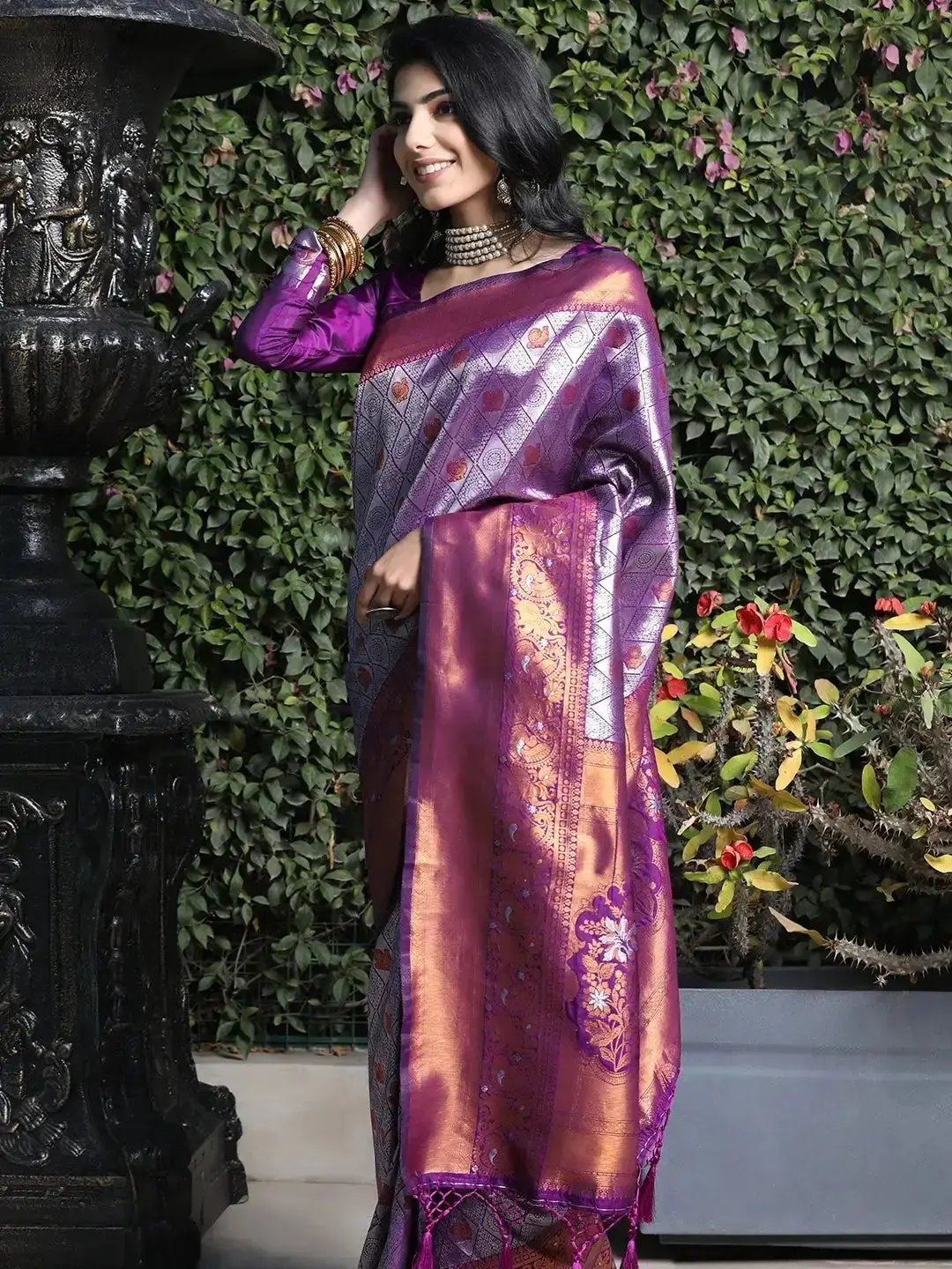 Kanjivaram Silk Saree With Zari Work by My Store