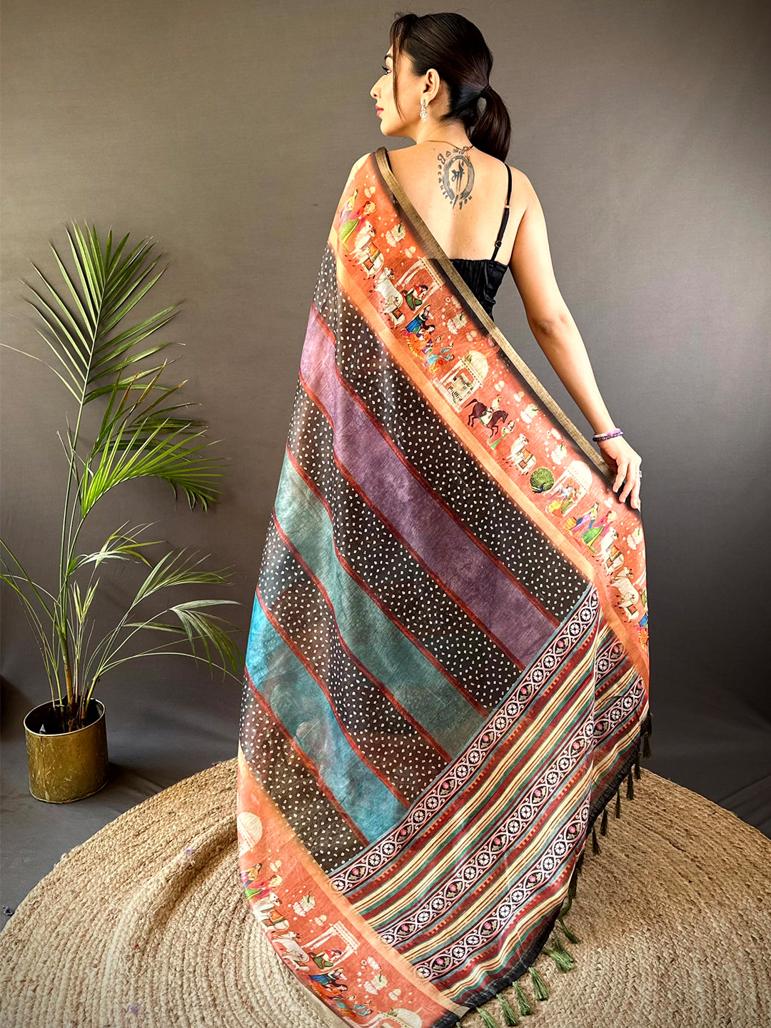 Elegant Soft Chanderi Cotton Bandhej Print Saree by My Store