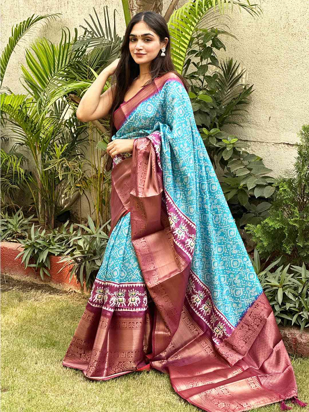 Soft Silk Bandhej Digital Printed Saree by My Store
