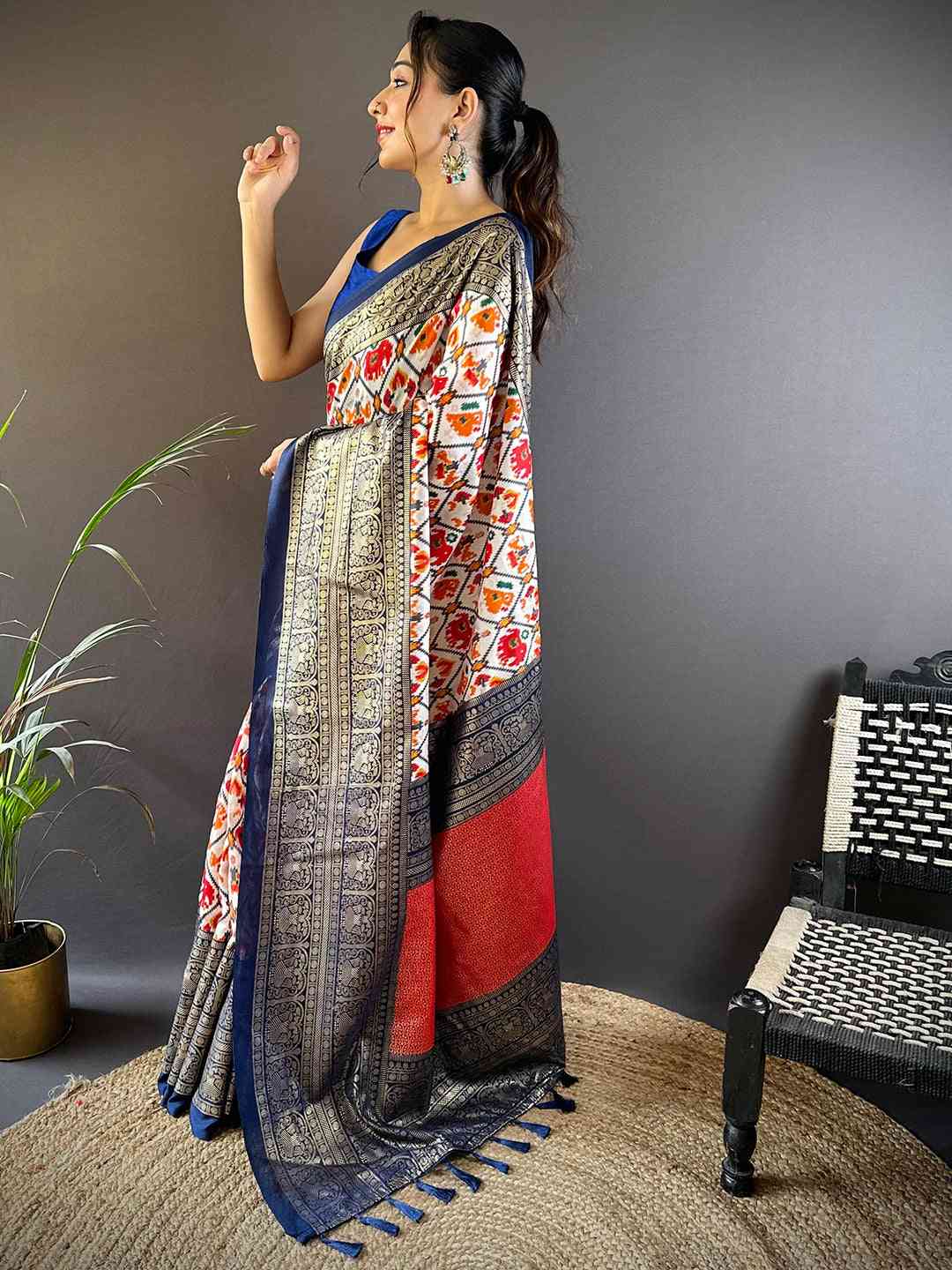 Design Soft Chanderi Silk Patola Design Festive Wear Saree by My Store