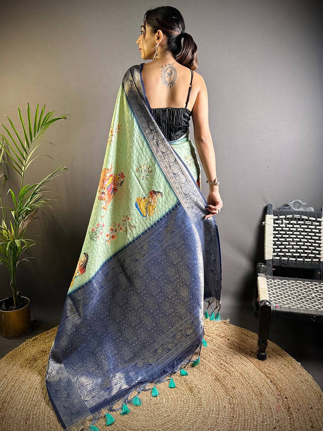 Olive Chex Radiance Banarasi Silk Saree by My Store
