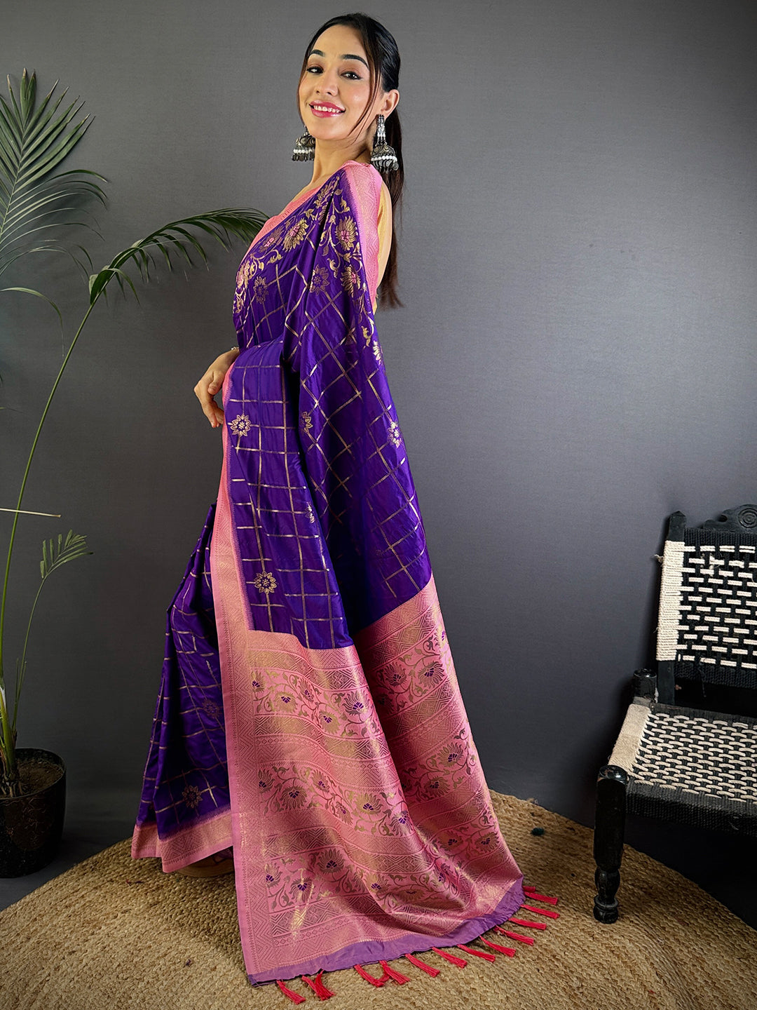 Royal Purple Soft Silk Pattu Saree by My Store