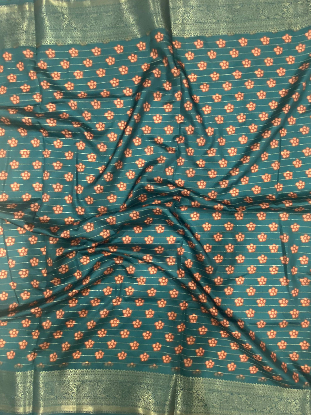 Denim Blue Banarasi Silk Digital Printed Saree by My Store