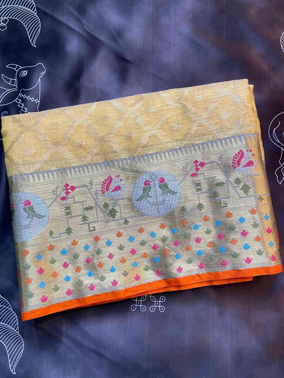 Stunning Kota Doria Soft Silk Minakari Patola Weaving Saree