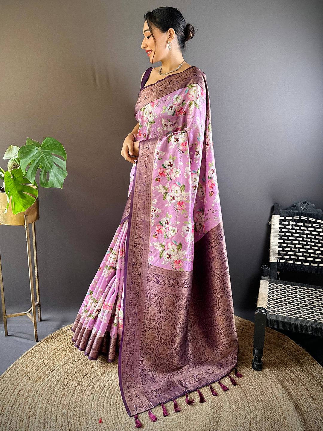 Lavender Bliss Floral Saree by My Store