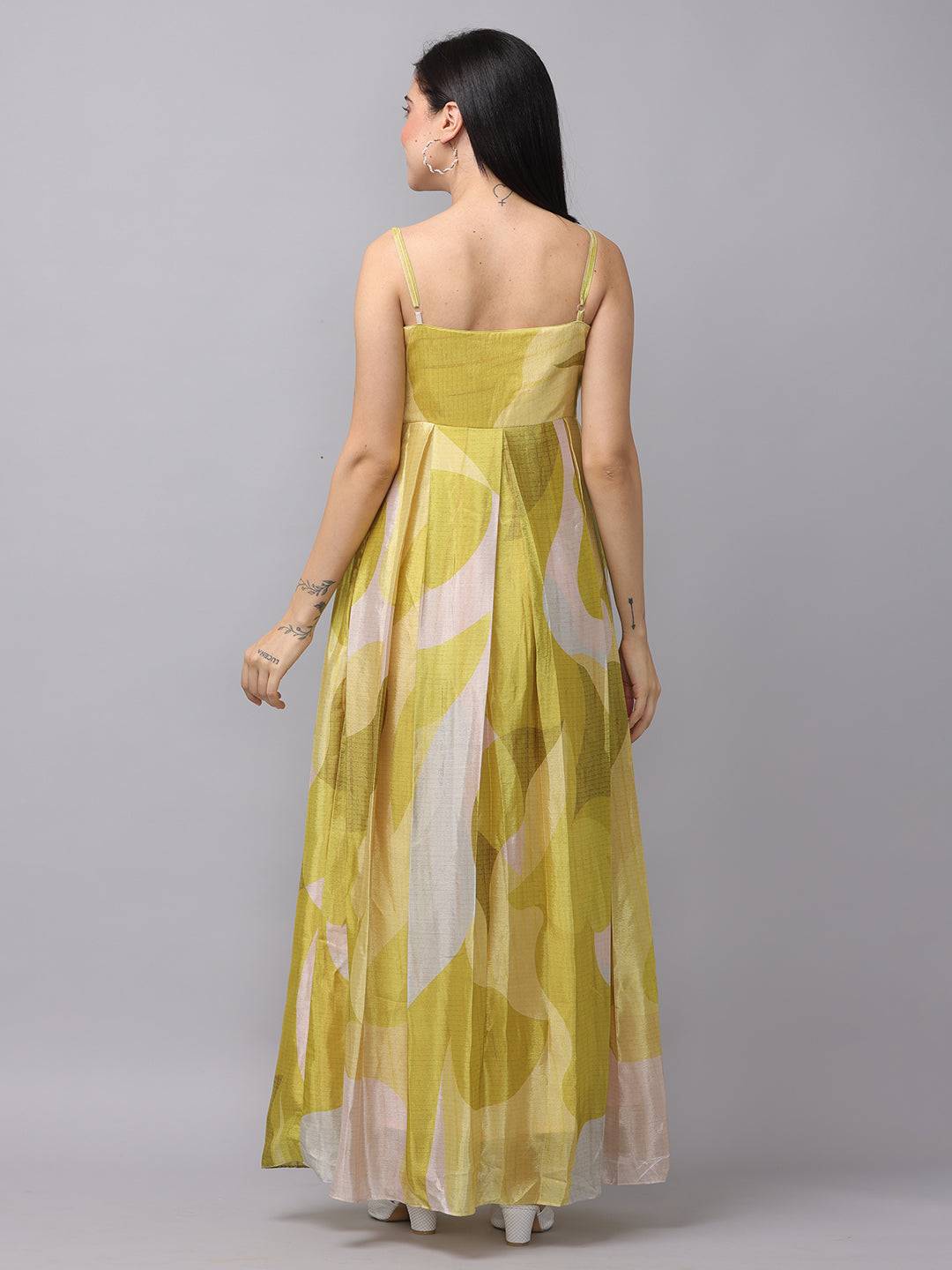 Spring Green Abstract Print Dress by My Store