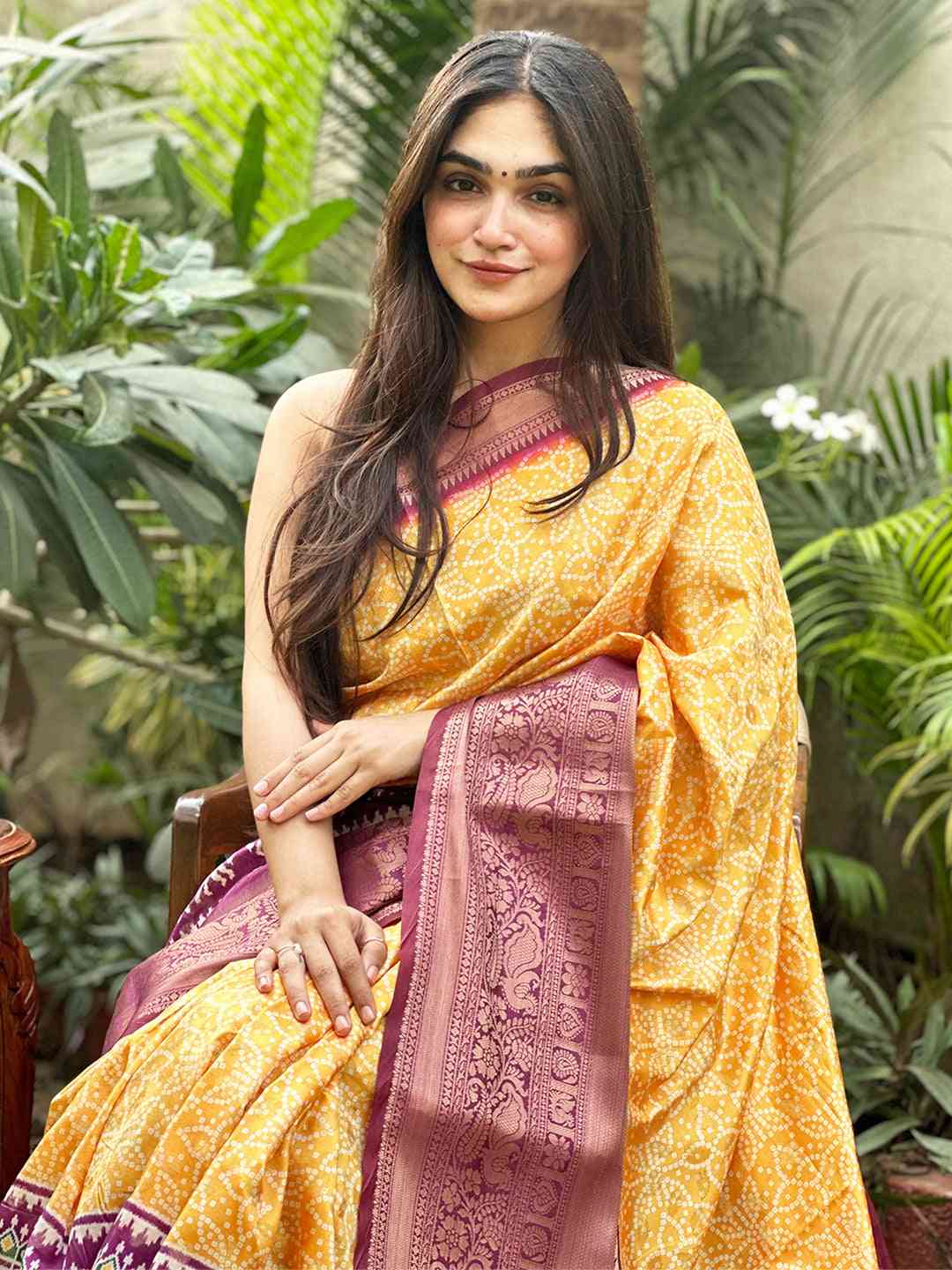 Soft Silk Bandhej Digital Printed Saree by My Store