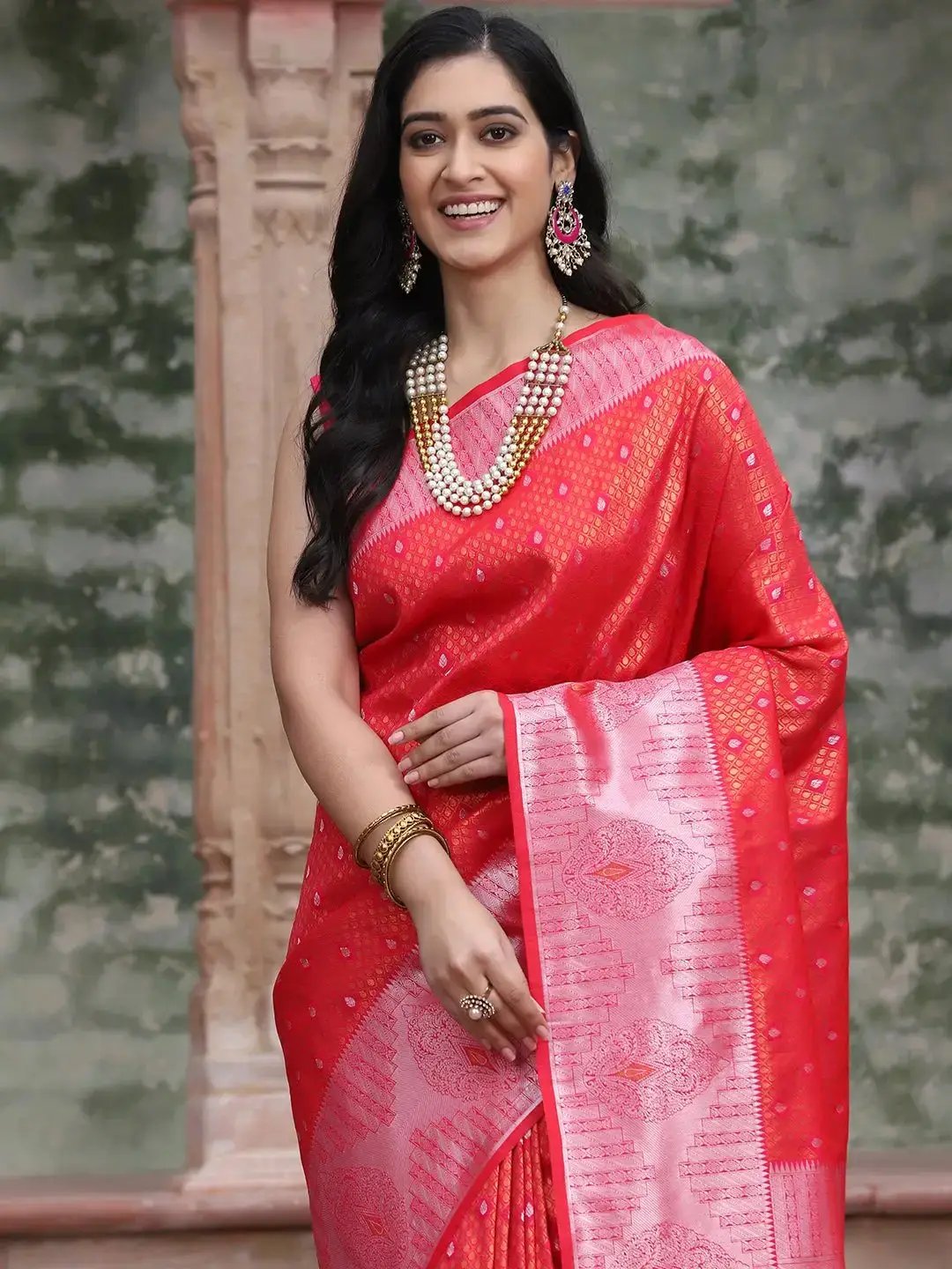 Kanjivaram Silk Saree With Zari Work by My Store