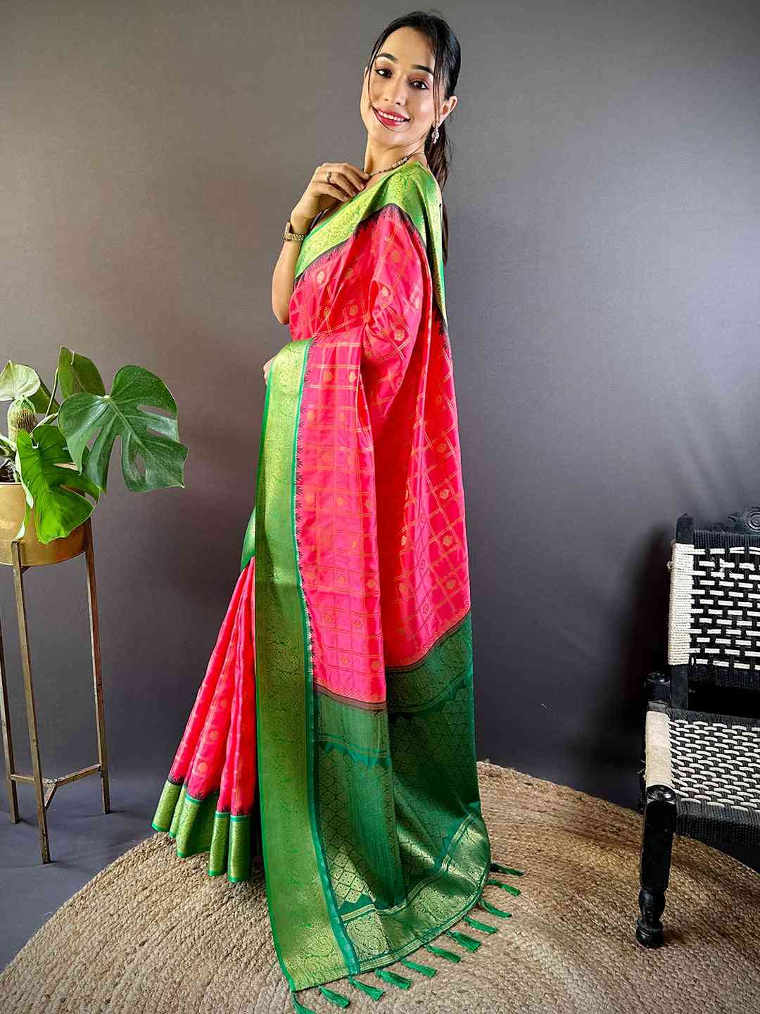 Blush Pink Kovai Banarasi Silk Saree by My Store