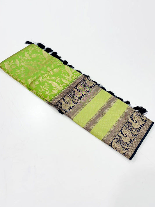 Peacock Green Banarasi Silk Saree by My Store