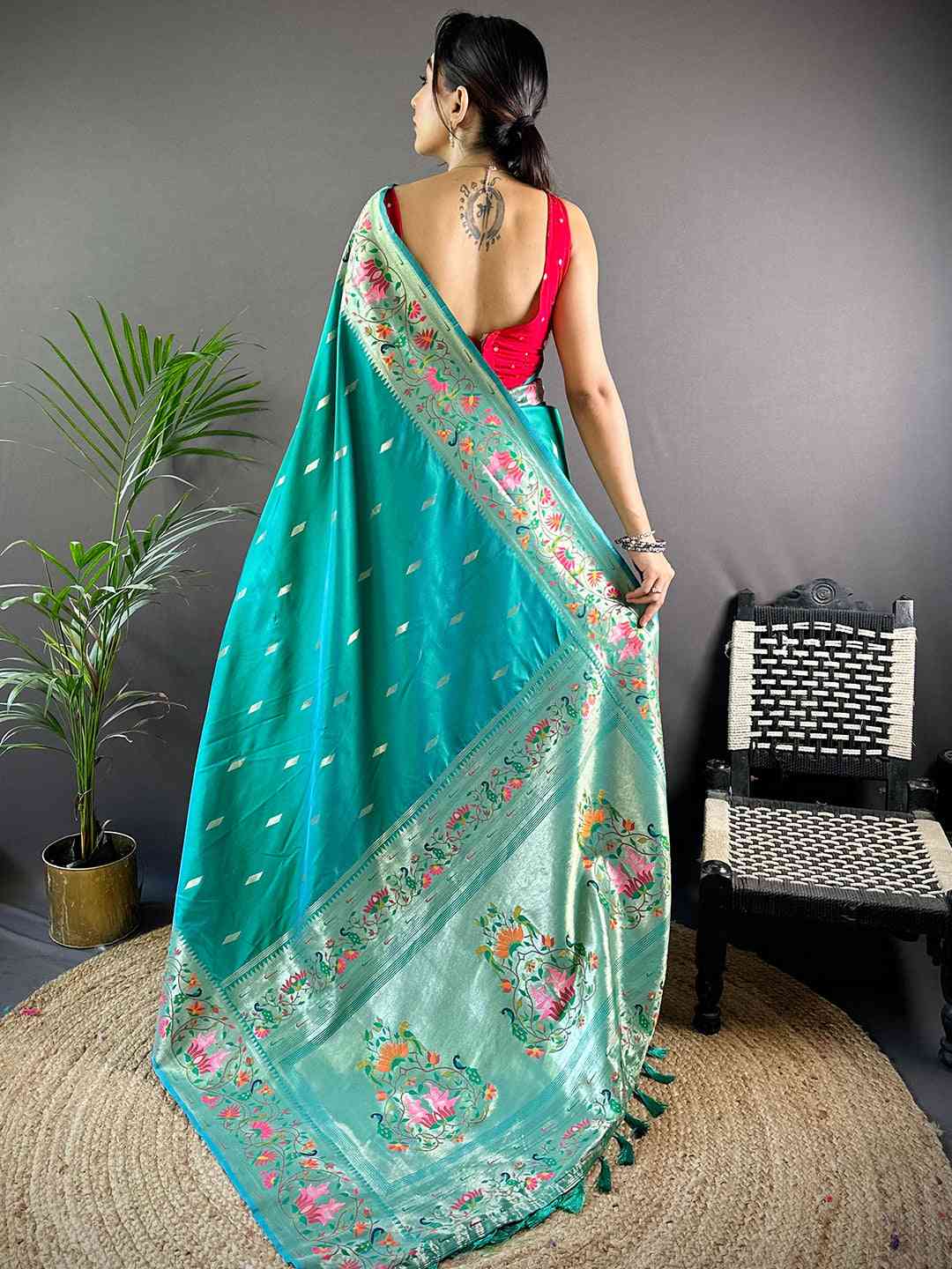 Rama Yevla Paithani Meenakari Saree by My Store