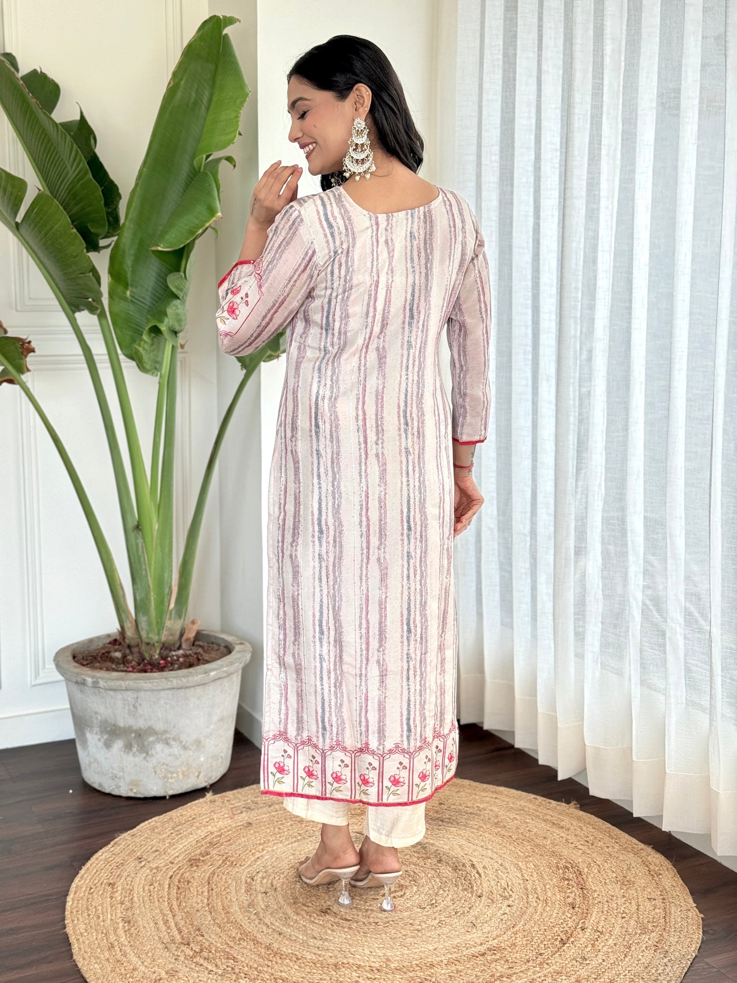 Festival Wear Muslin White Kurta Set