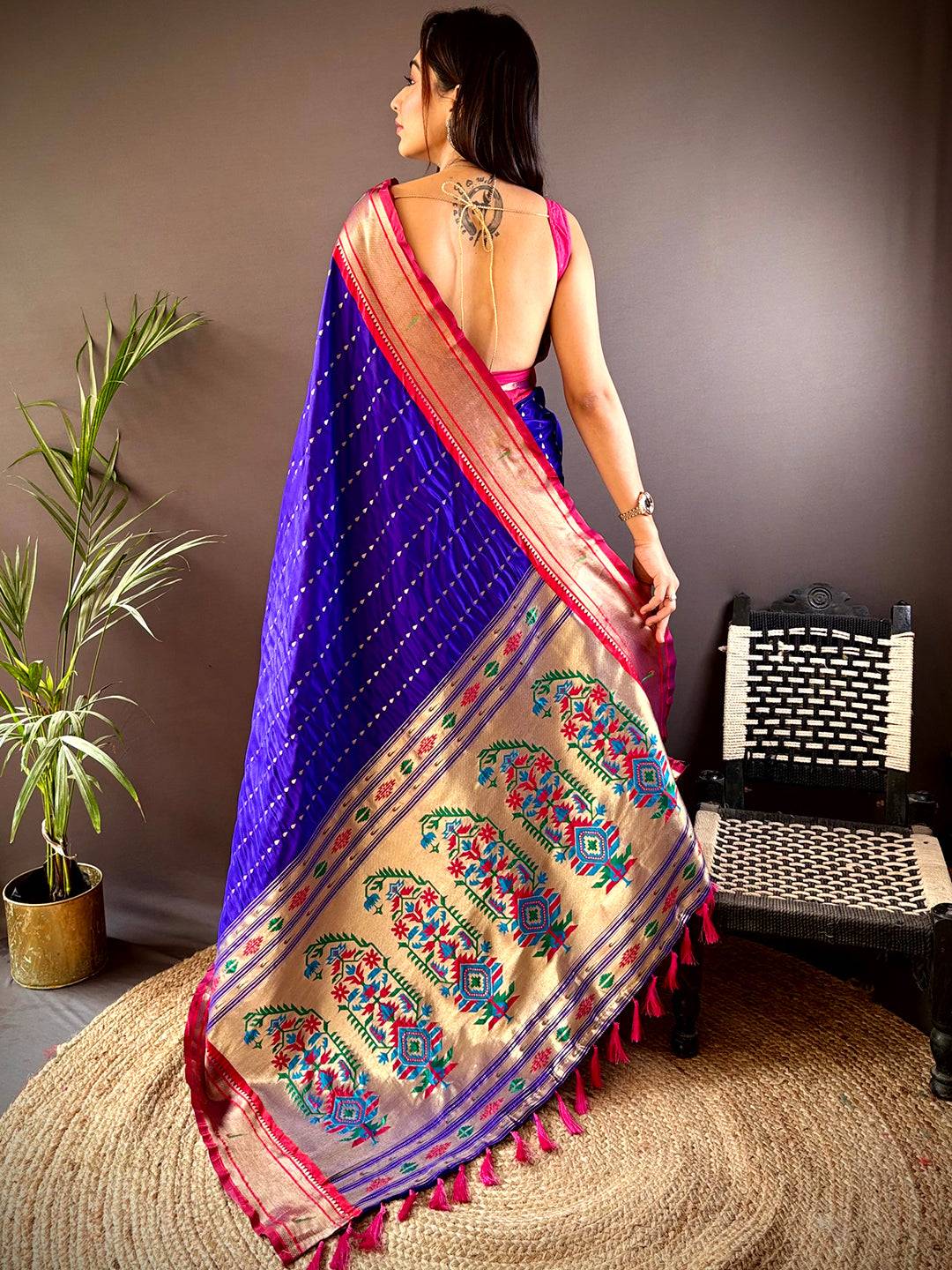 Purple Yeola Paithani Saree with Zari Weaving - Luxe by My Store