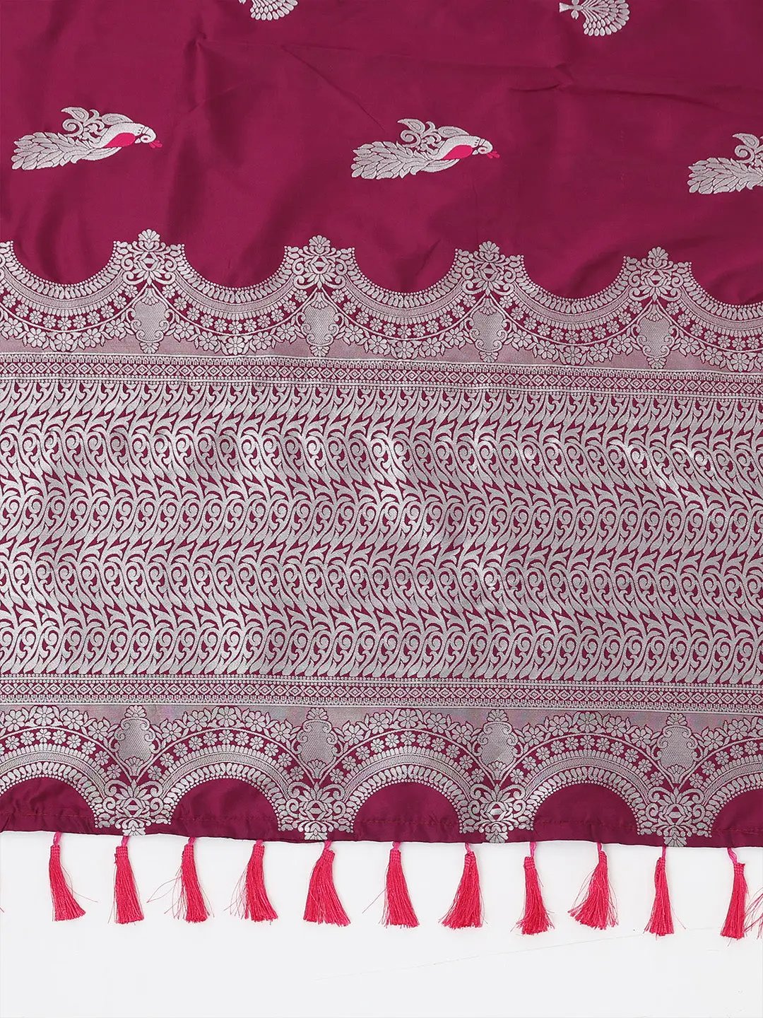 Wine Colour Banarasi Katan Silk Kanchi Zari Weaving Saree