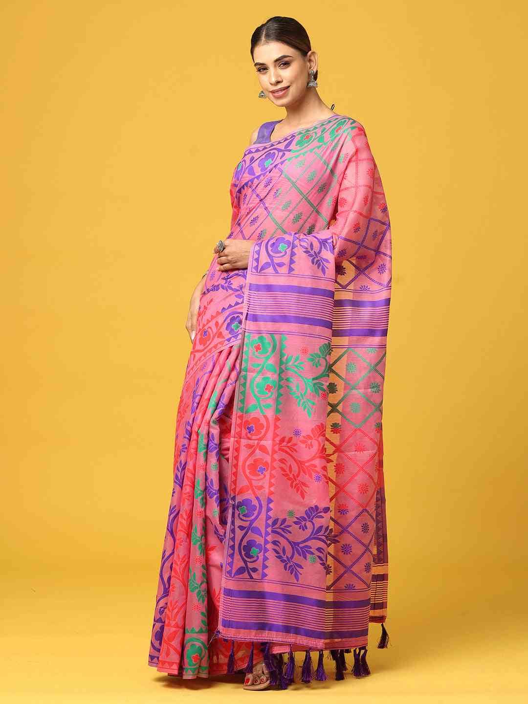 Lovely Dhakai Jamdani Light Weight Cotton Silk Saree by My Store