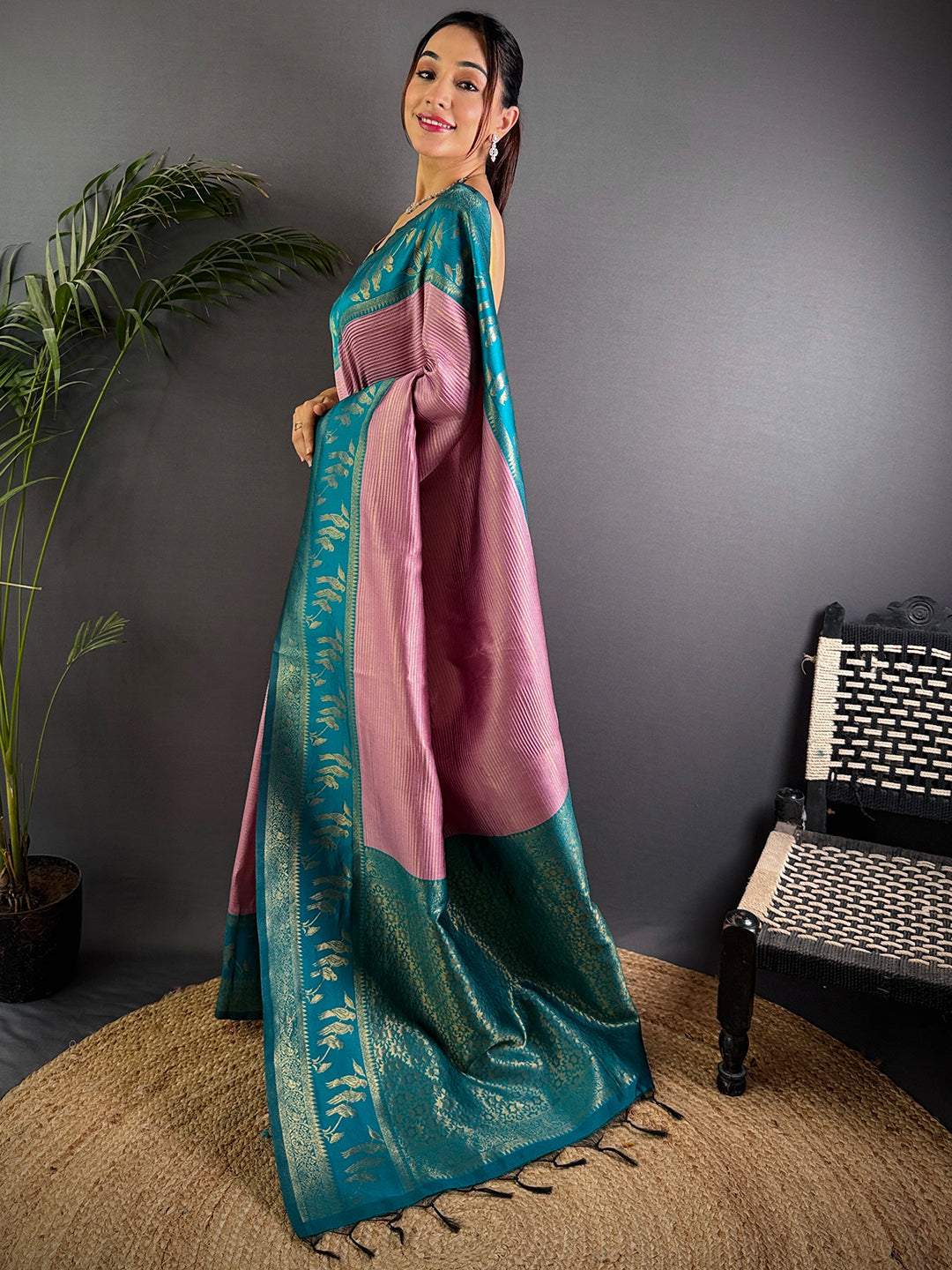 Pink Majesty Banarasi Katan Silk Saree by My Store