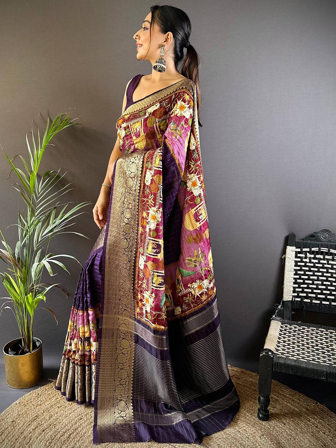 Mughal Heritage Viscose Dola Silk Saree by My Store