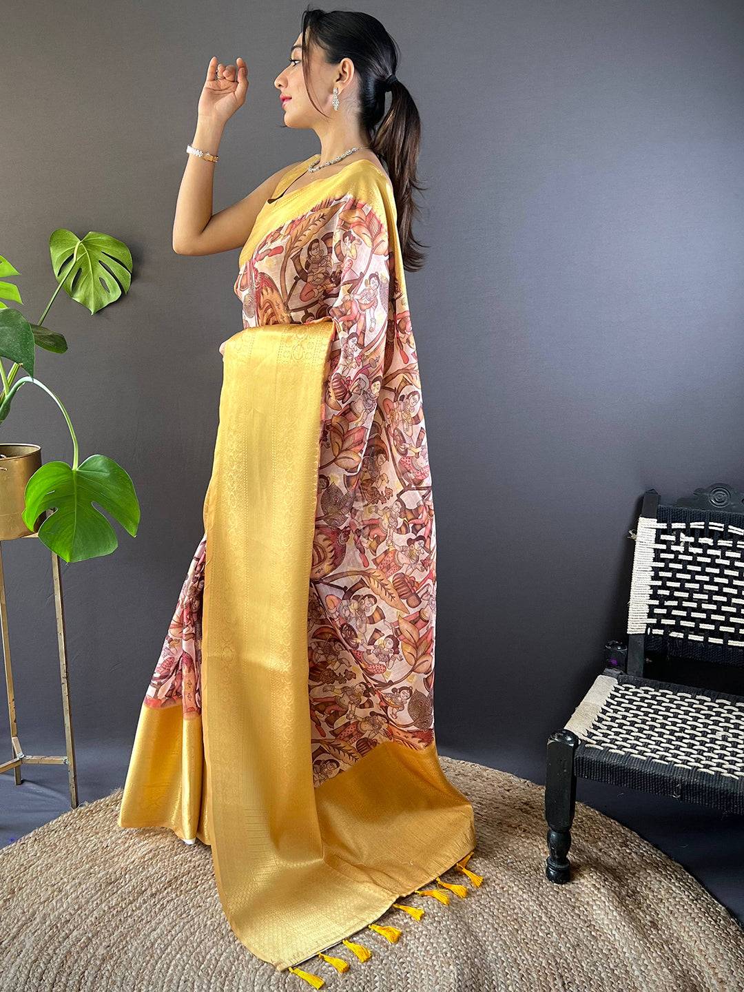 Golden Bloom Kota Doriya Saree by My Store