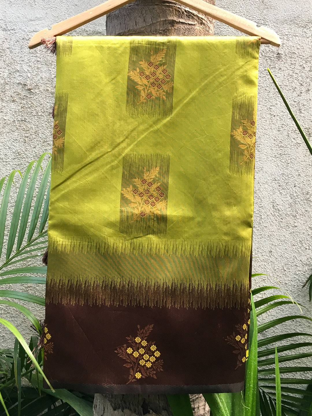 Green Sami Banarasi Tussar Silk Saree by My Store