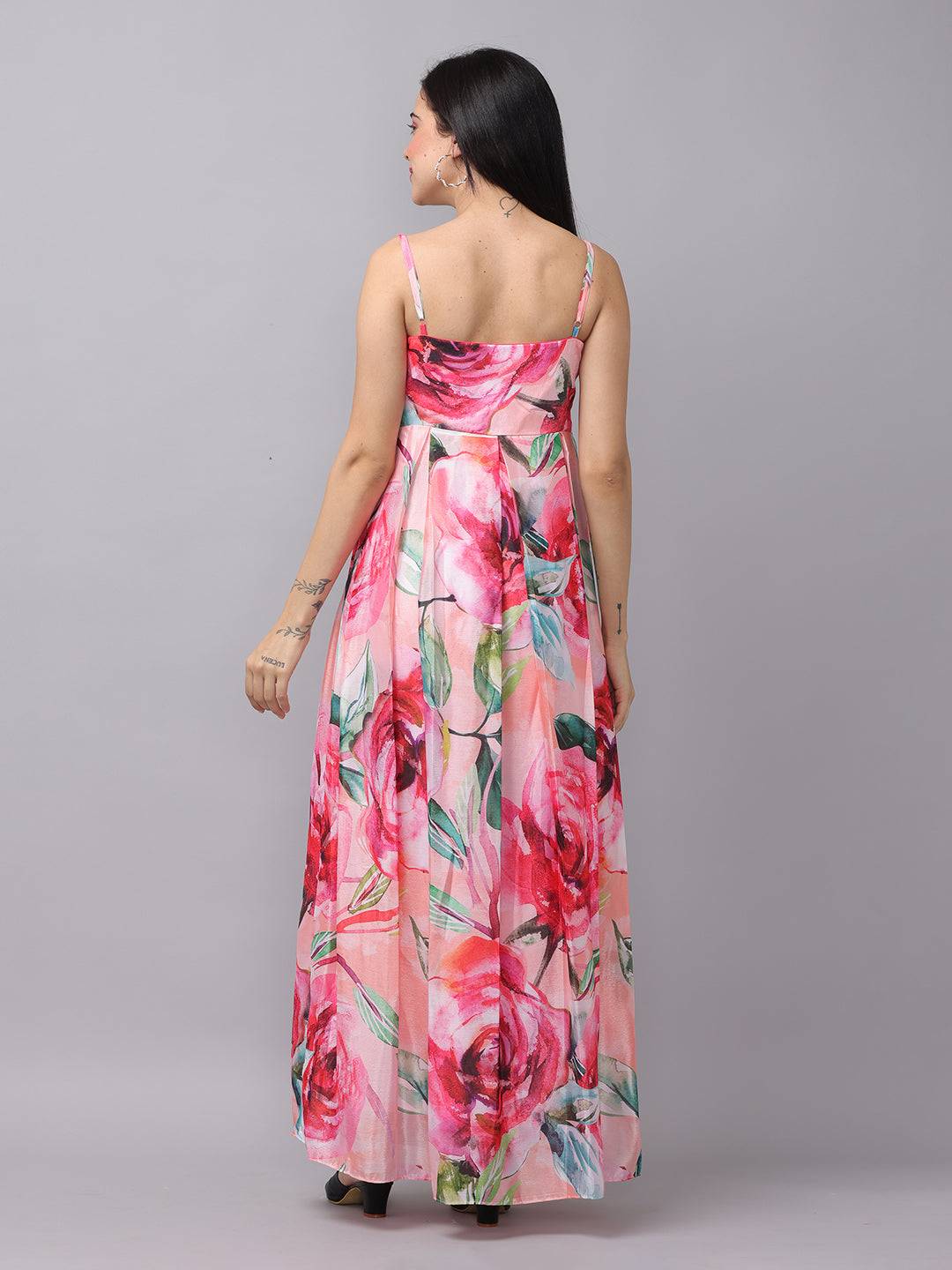 Rose Mist Chiffon Printed Dress by My Store