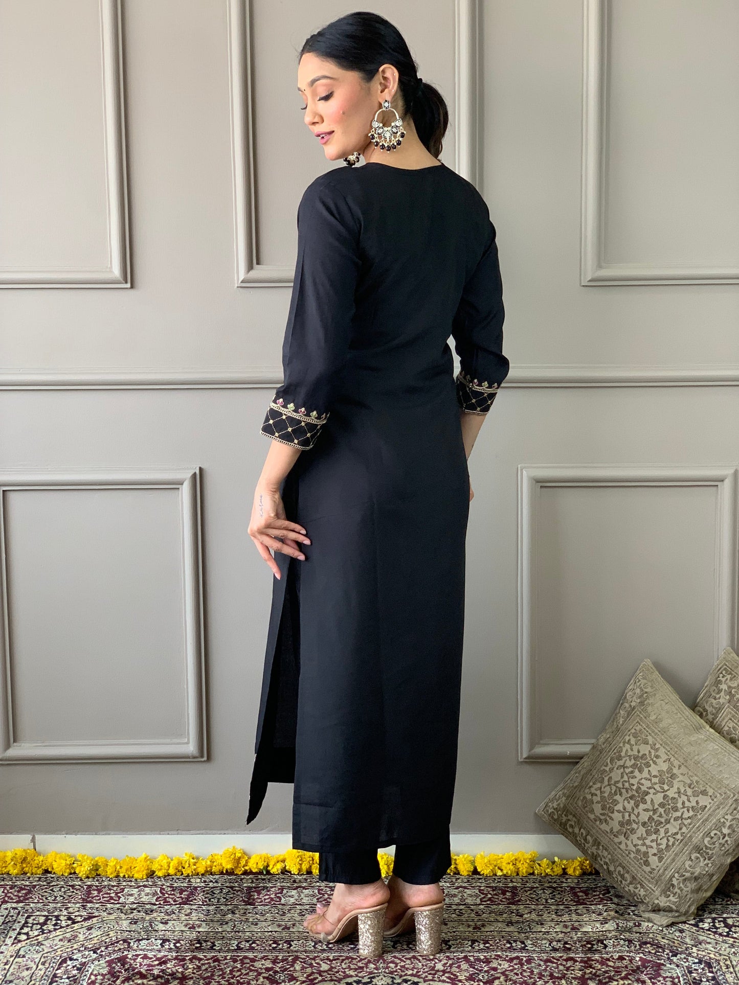 Ready to Wear Viscos Black Kurta Set