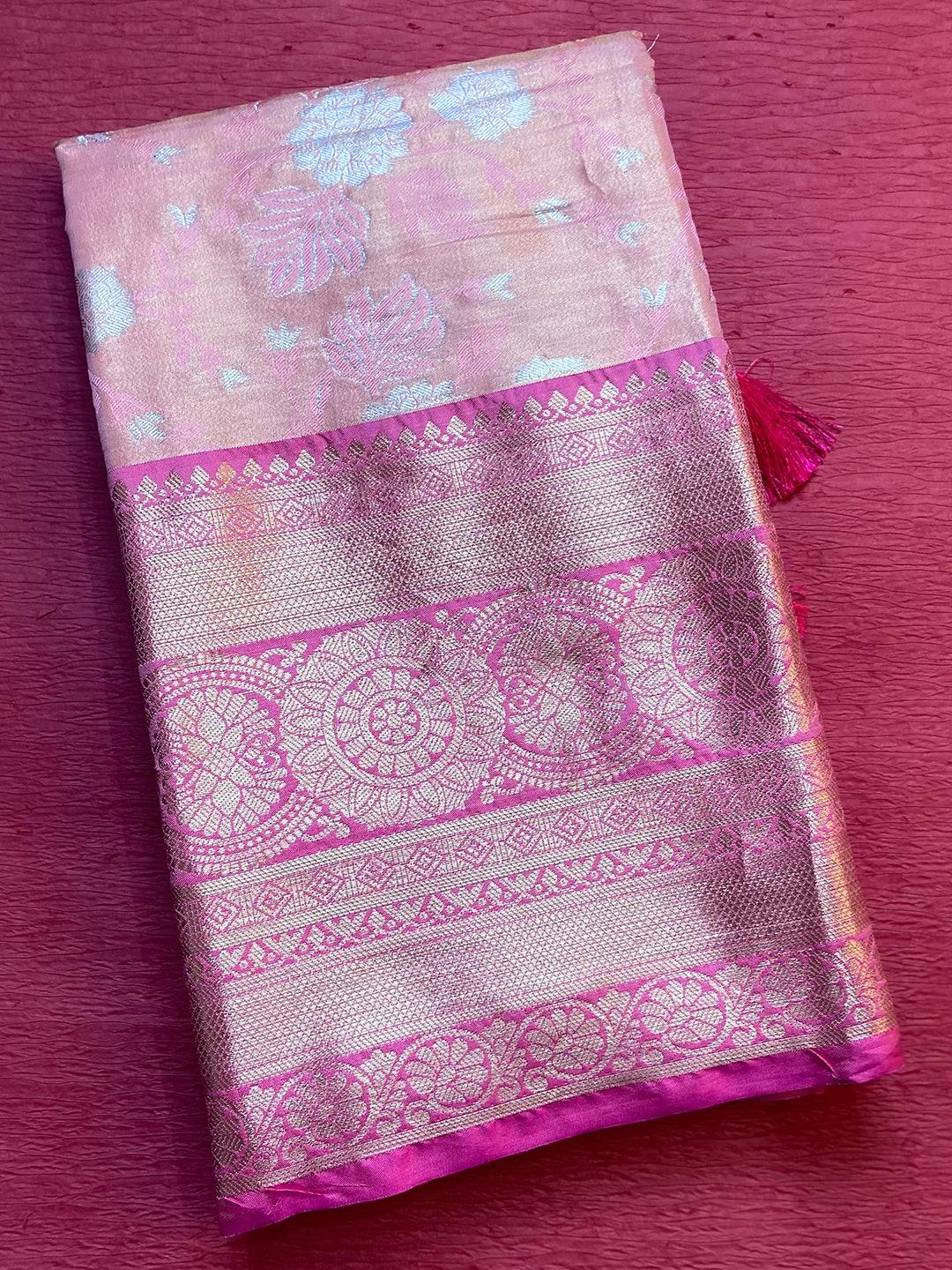 Pink One Gram Gold Tissue Silk Saree by My Store
