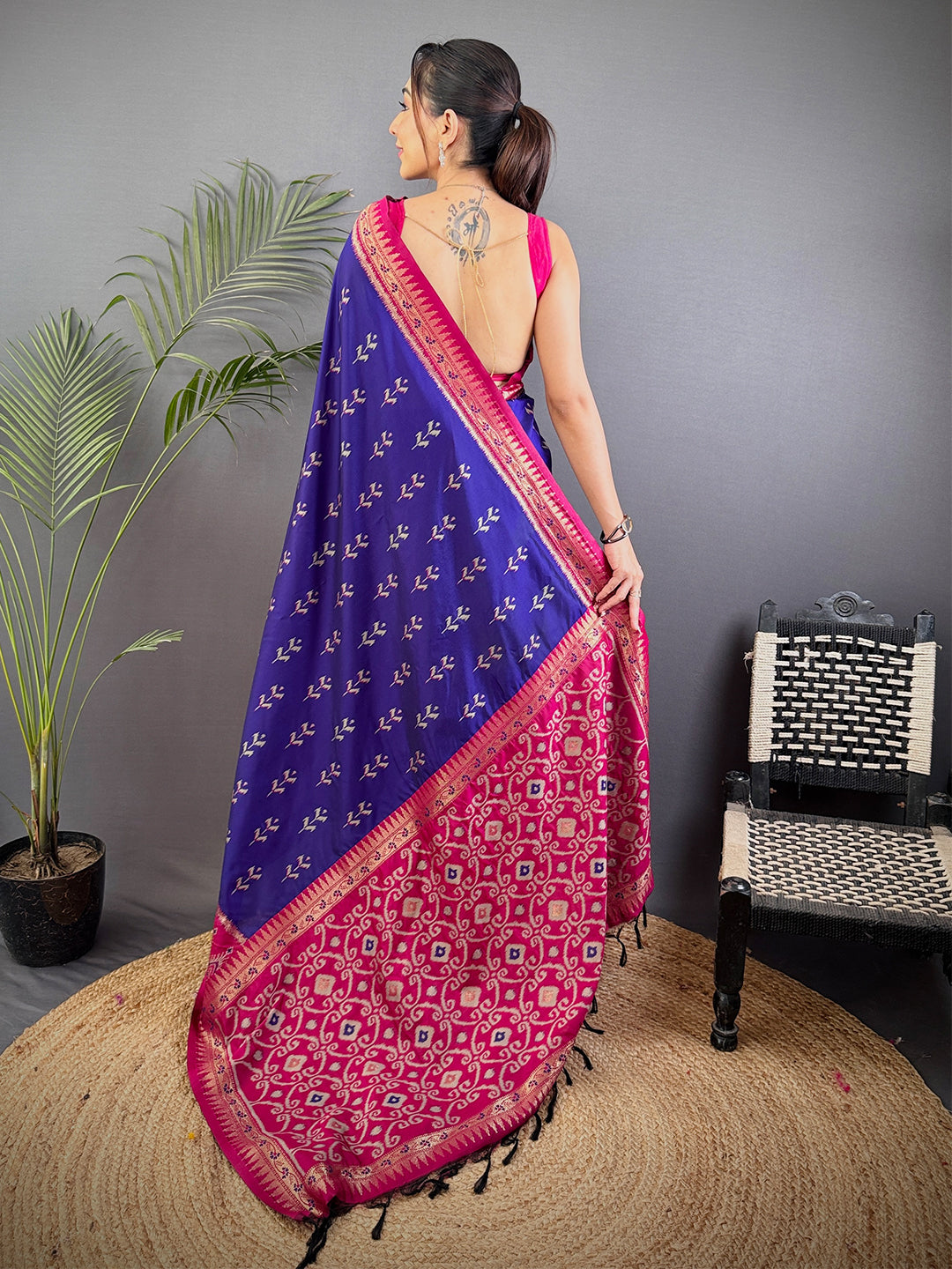 Regal Purple Soft Silk Ikkat Saree by My Store