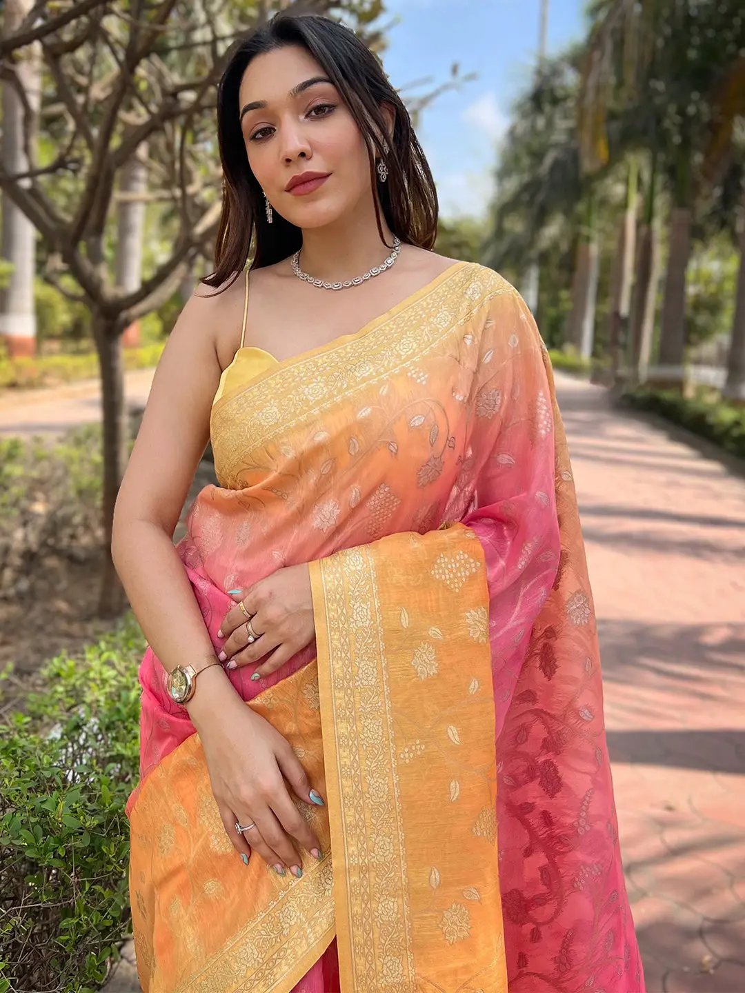 Bollywood Soft Slub Silk With Pure Zari And Lakhnavi Badla Weaving by My Store