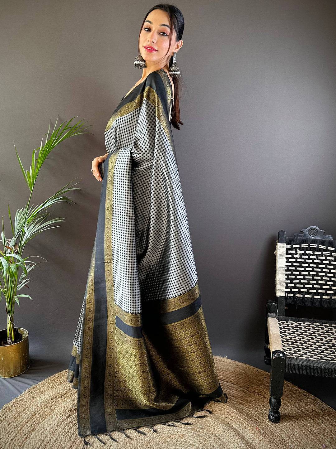 Exclusive Gold Zari Katan Silk Saree by My Store
