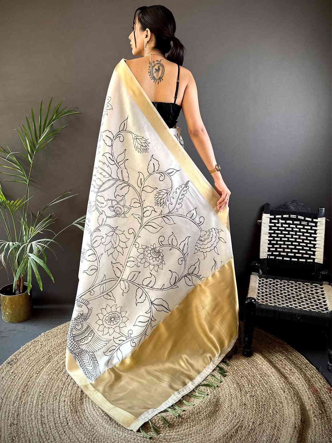 Exclusive Pen Kalamkari Soft Tissue Silk Saree by My Store