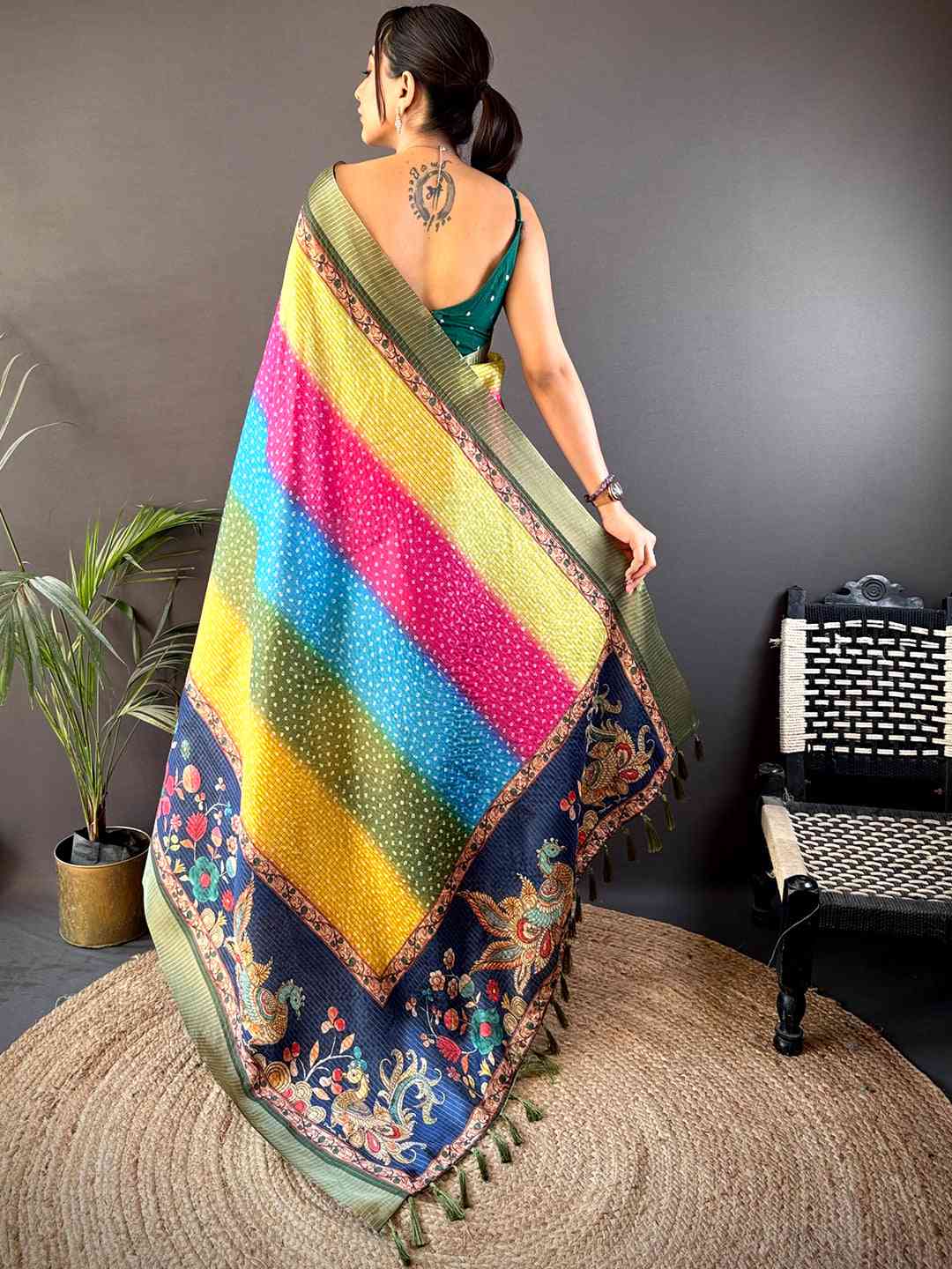 Allure Silk Blend Bandhani Print Saree